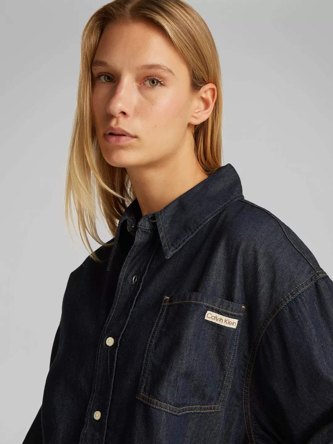 Calvin Klein Jeans Jeansbluse "OVERSIZED LS DENIM SHIRT", mit Logostickerei günstig online kaufen