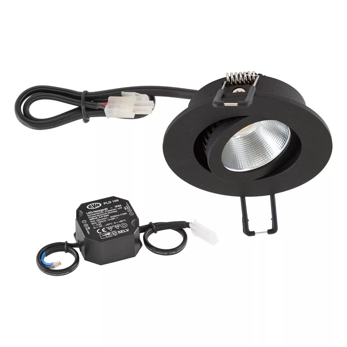 EVN Lichttechnik P-LED Deckeneinbauleuchte 3000K IP20 230V sw PC20N60902 günstig online kaufen