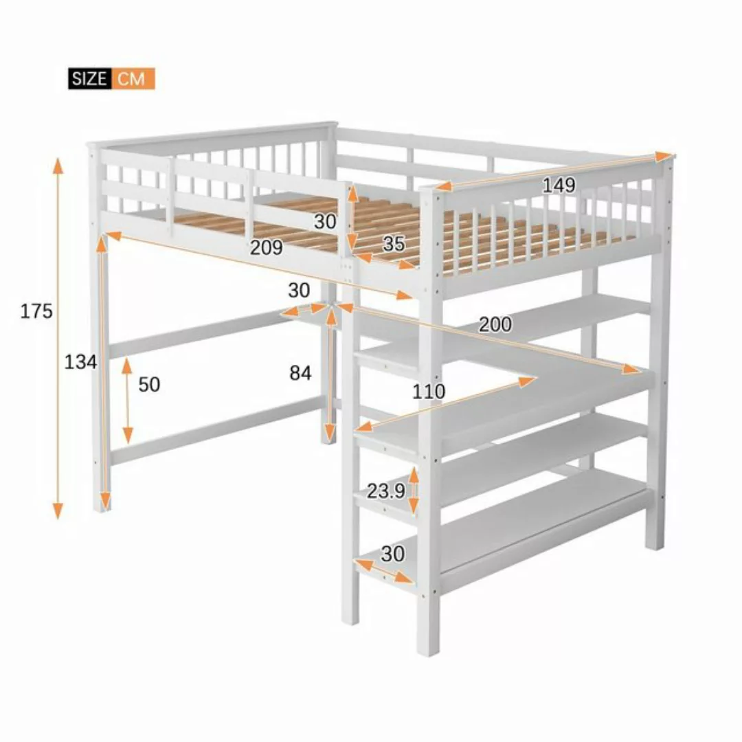 REDOM Kinderbett Jugendbett mit Lattenrost ohne Matratze (140x200 cm, mit A günstig online kaufen