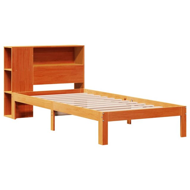 vidaXL Bett Massivholzbett mit Regal ohne Matratze Wachsbraun 75x190 cm günstig online kaufen