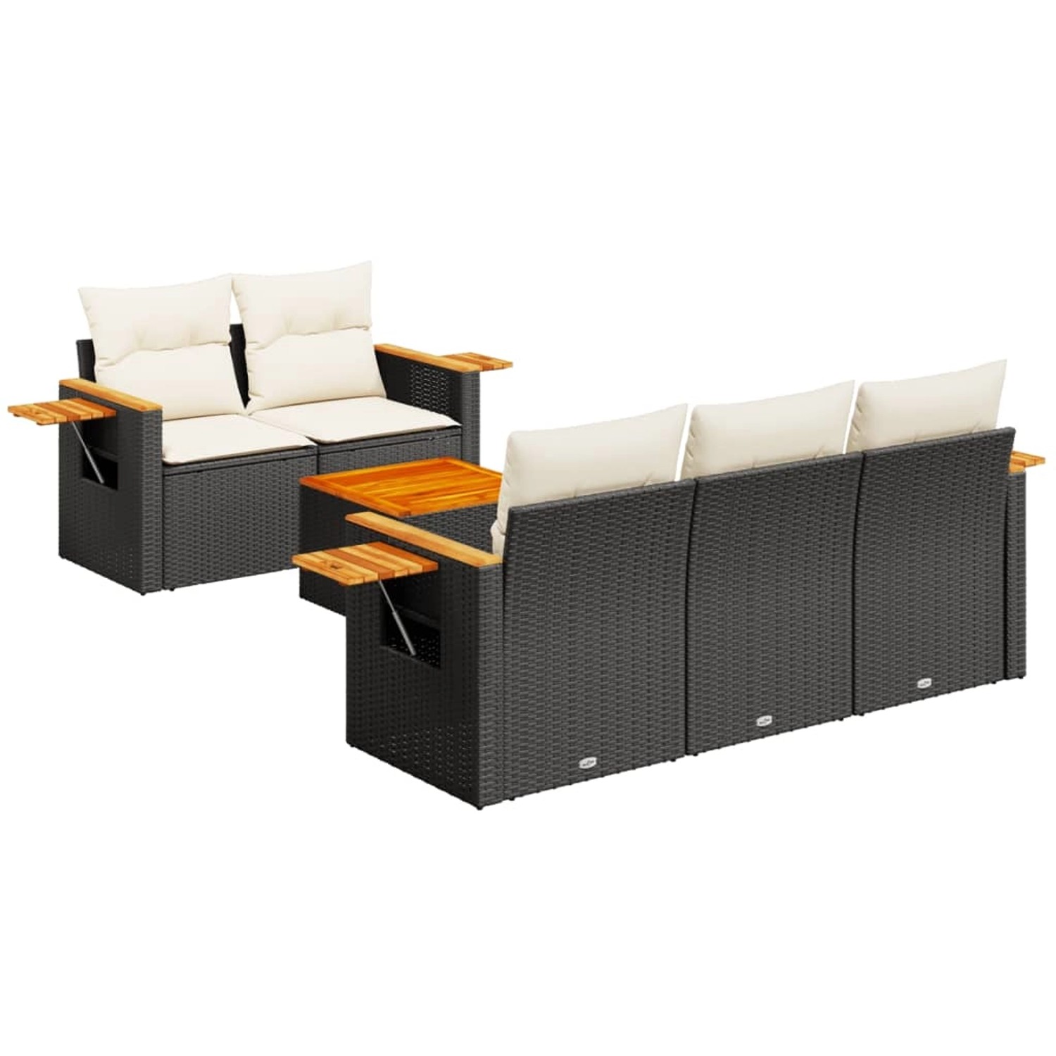 vidaXL 6-Tlg Garten-Sofagarnitur mit Kissen Schwarz Poly Rattan 3226623 günstig online kaufen