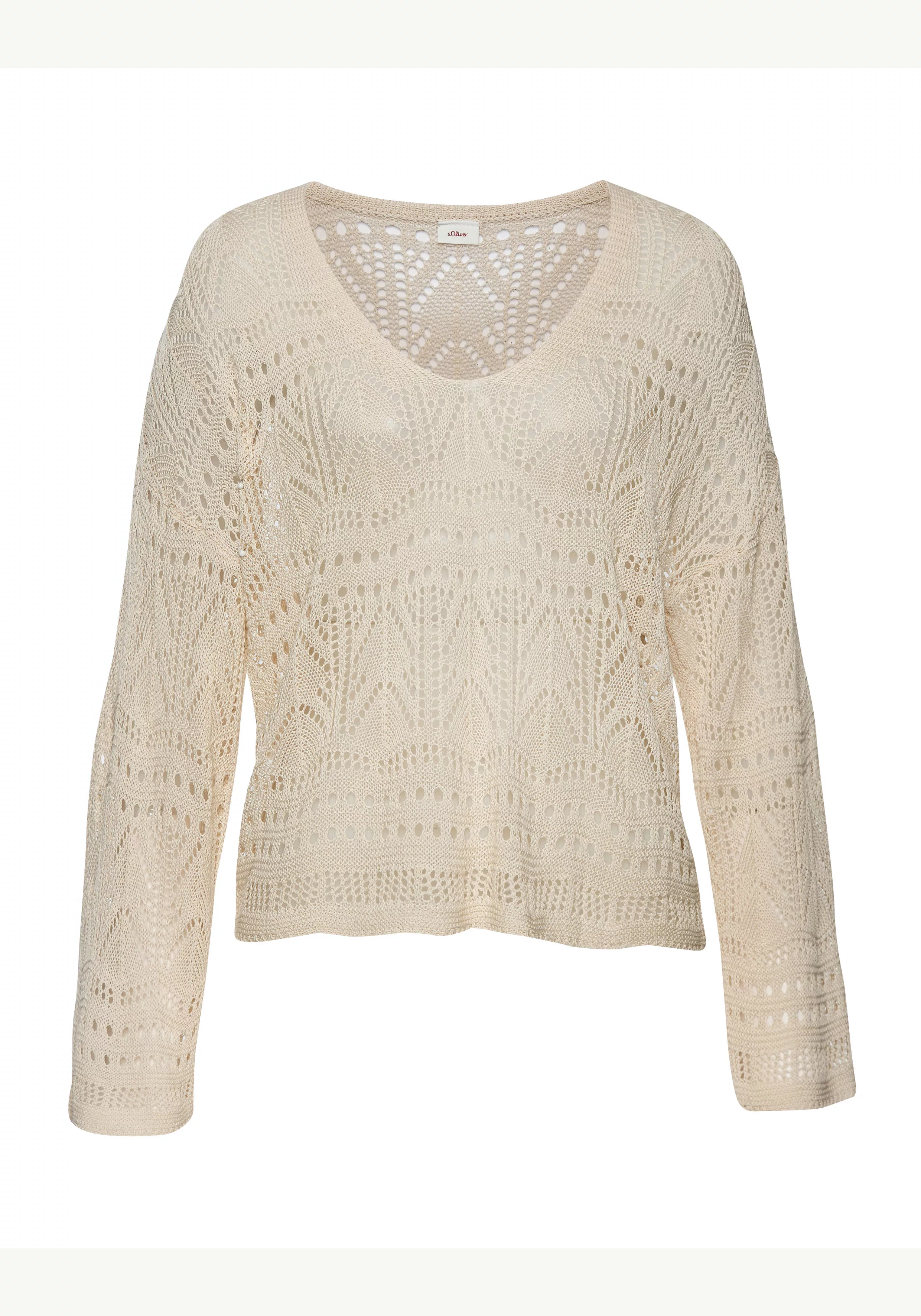 s.Oliver Strandpullover mit semi-transparentem Ajourmuster, sommerlicher St günstig online kaufen