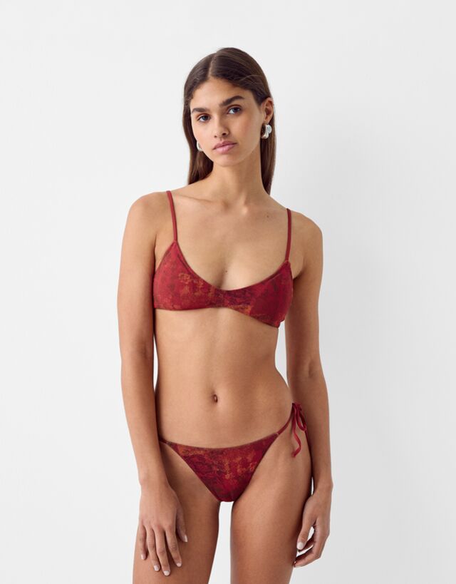 Bershka Bikinioberteil Aus Mesh Bskteen Xs Rot günstig online kaufen