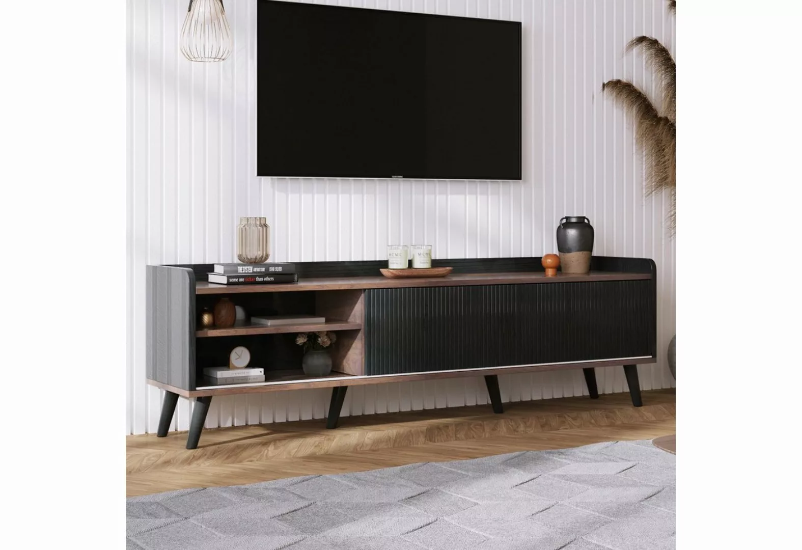 OKWISH TV-Schrank mit zwei Schubladen, Fernsehtisch TV Board TV- Lowboard ( günstig online kaufen