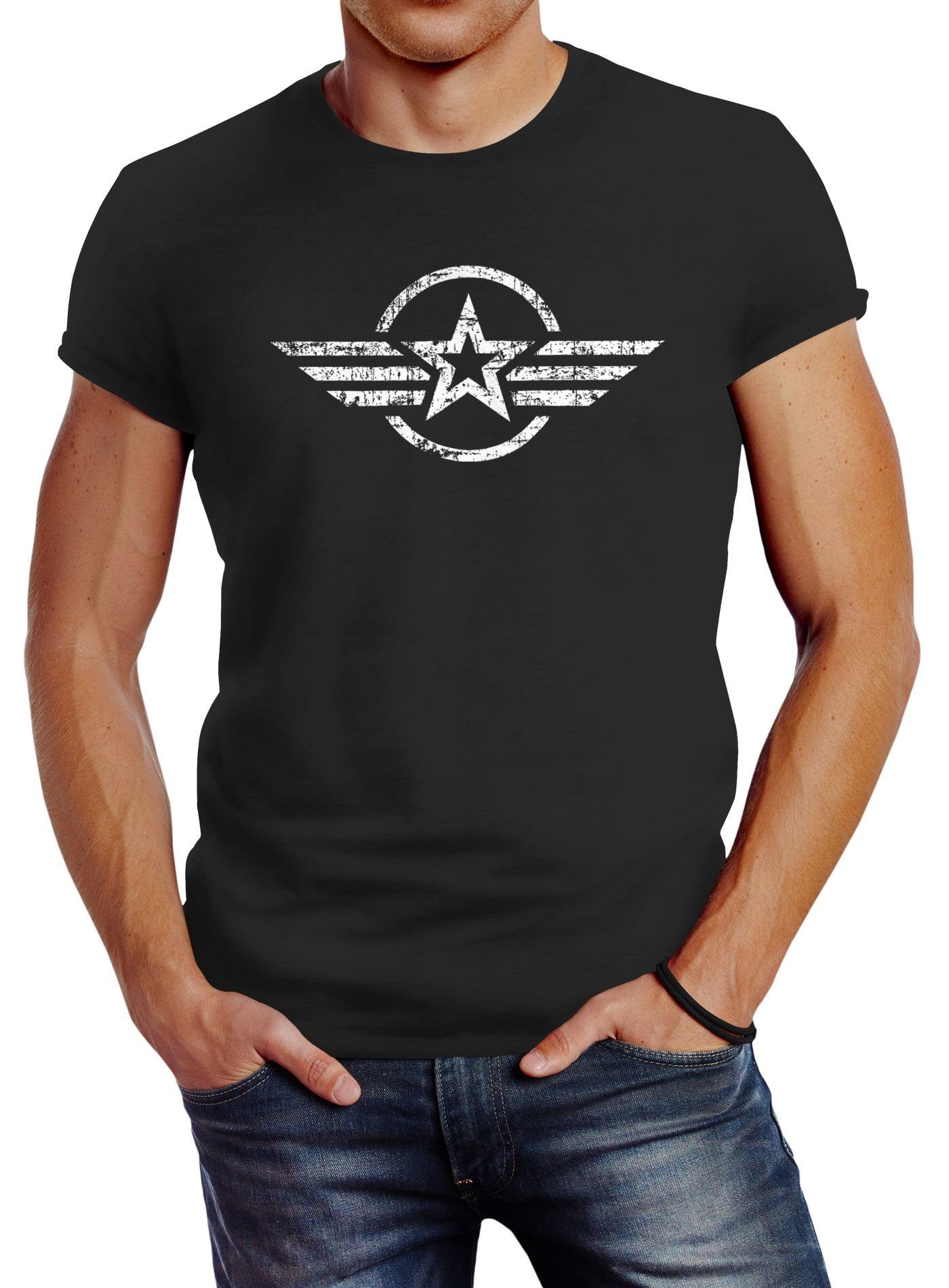 Neverless Print-Shirt Neverless® Herren T-Shirt Airforce günstig online kaufen