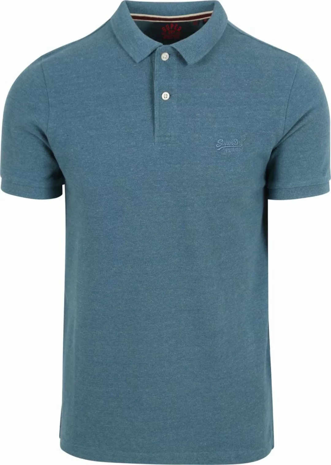 Superdry Classic Poloshirt Melange Blau - Größe L günstig online kaufen