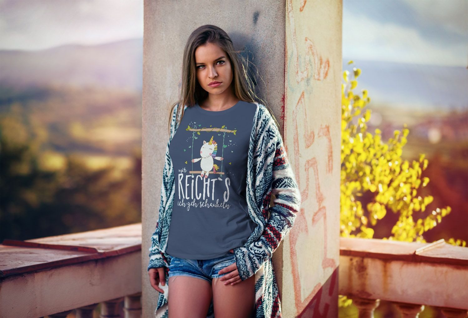 MoonWorks Print-Shirt Damen T-Shirt Einhorn auf günstig online kaufen