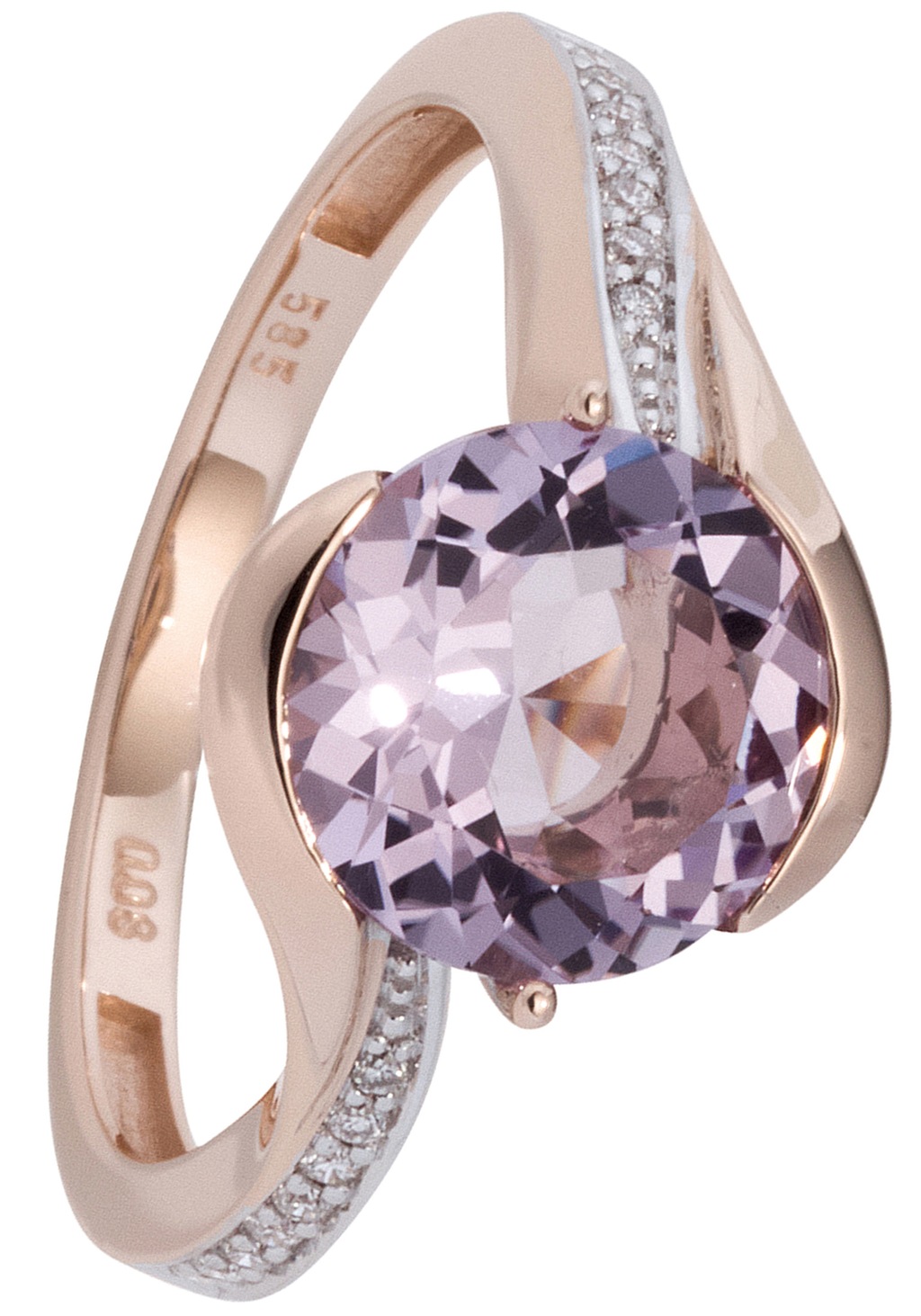 JOBO Fingerring "Ring mit Amethyst und 16 Diamanten", 585 Roségold bicolor günstig online kaufen