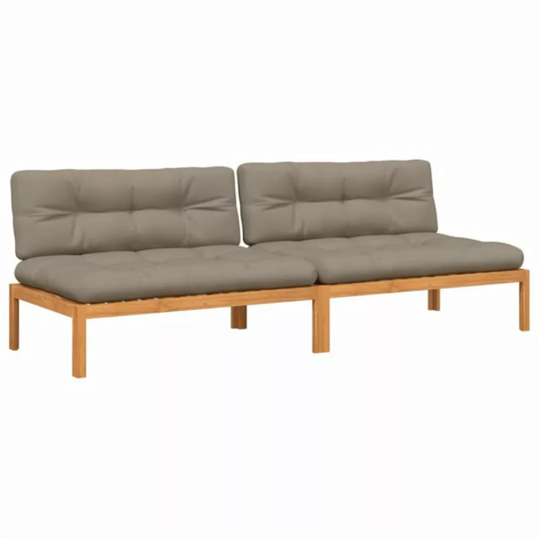 vidaXL Loungesofa Garten-Mittelsofas aus Paletten mit Kissen 2 Stk. nholz, günstig online kaufen