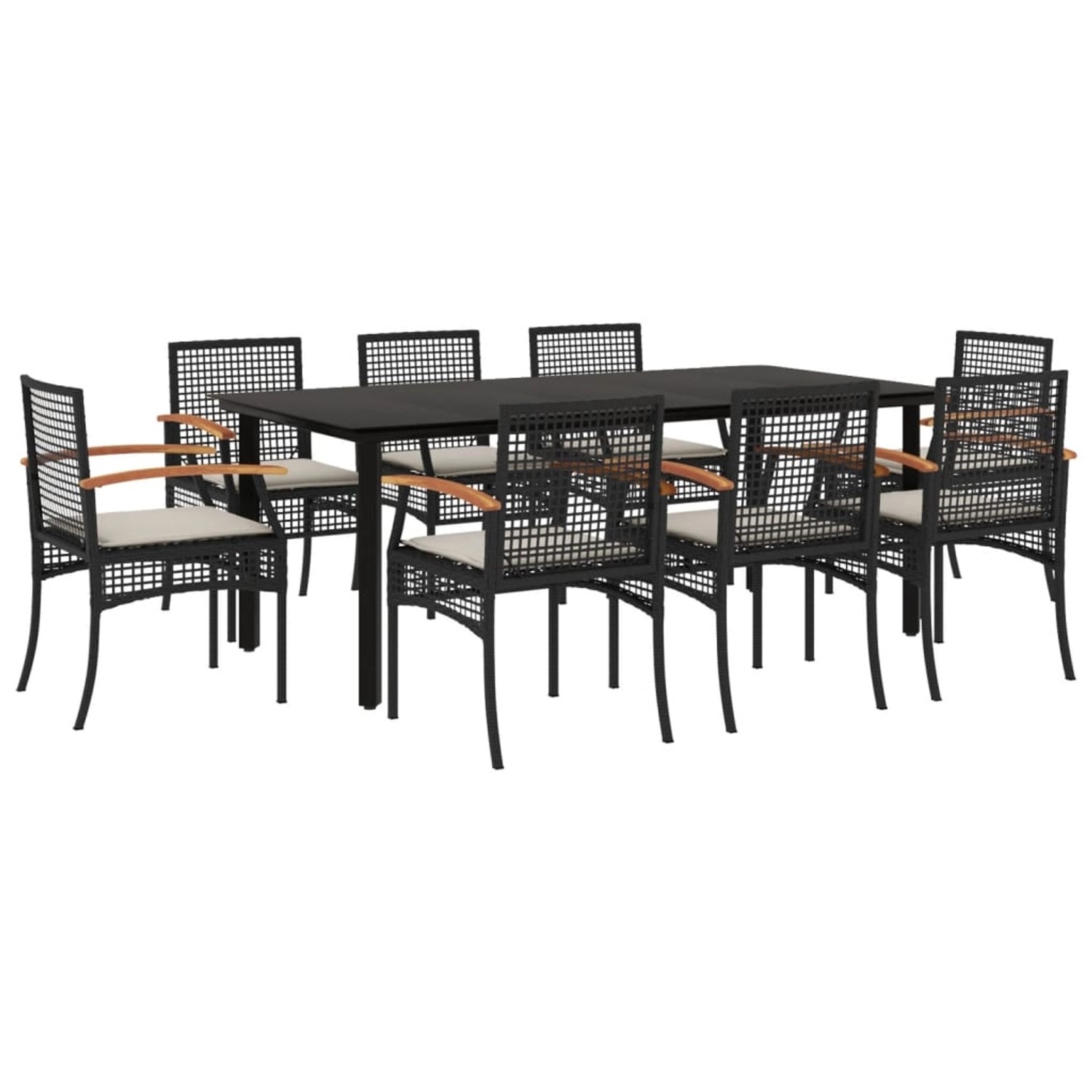 vidaXL 9-Tlg Garten-Essgruppe mit Kissen Schwarz Poly Rattan 3213609 günstig online kaufen
