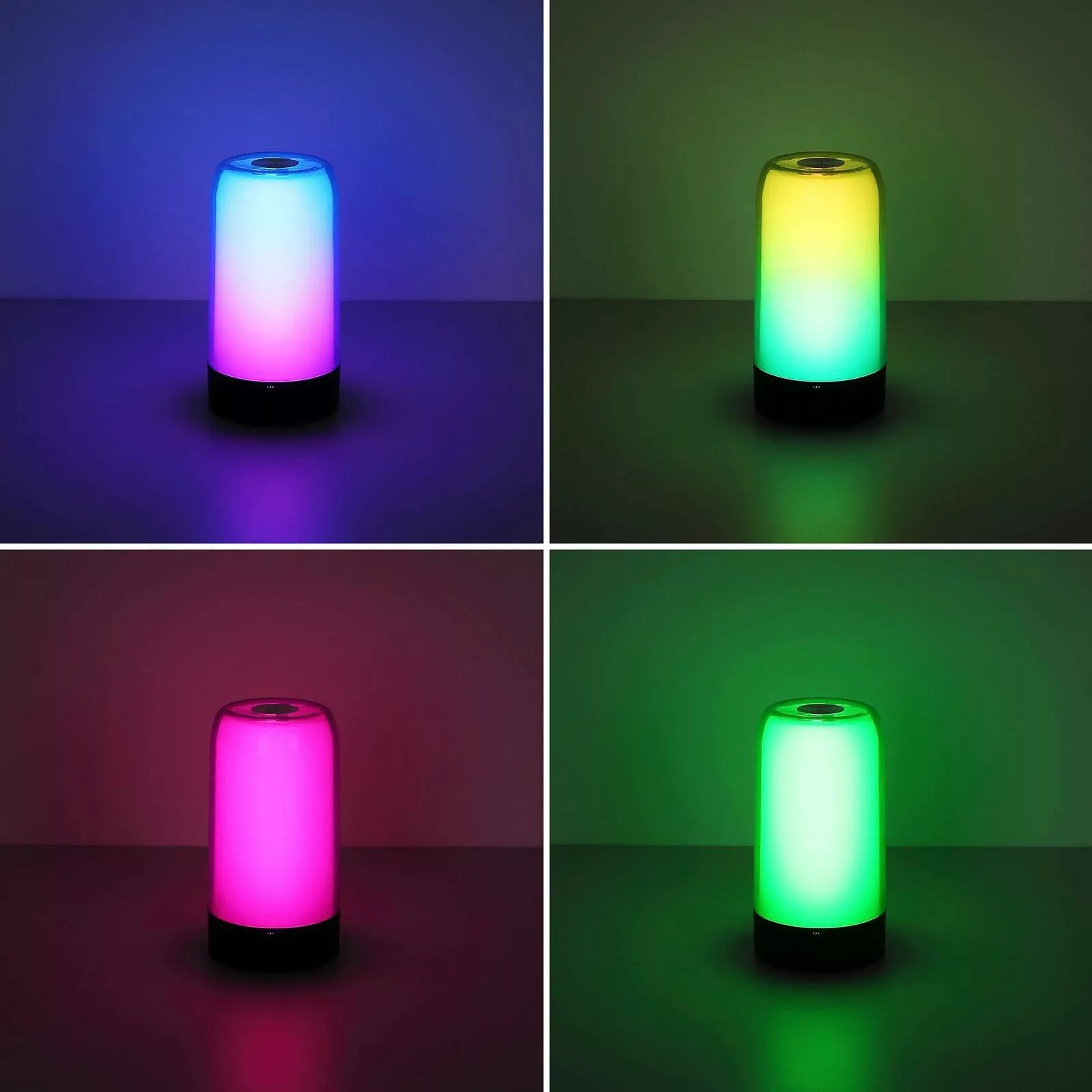 LED-Akku-Tischleuchte Sandrina, grau, Ø 10 cm Bluetooth, RGB günstig online kaufen