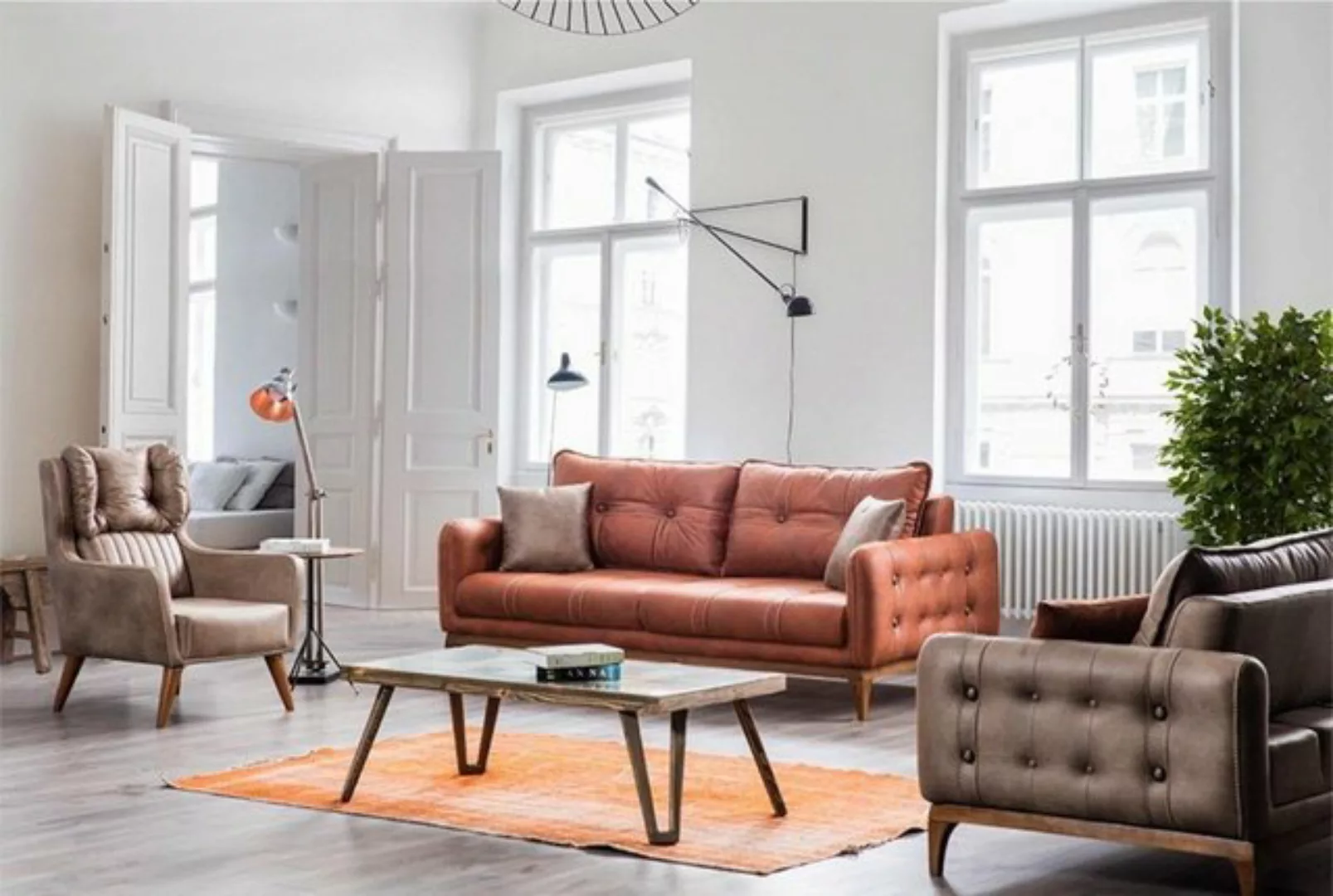JVmoebel Chesterfield-Sofa Dreisitzer Couch Polster Möbel 210cm Sofa Couche günstig online kaufen