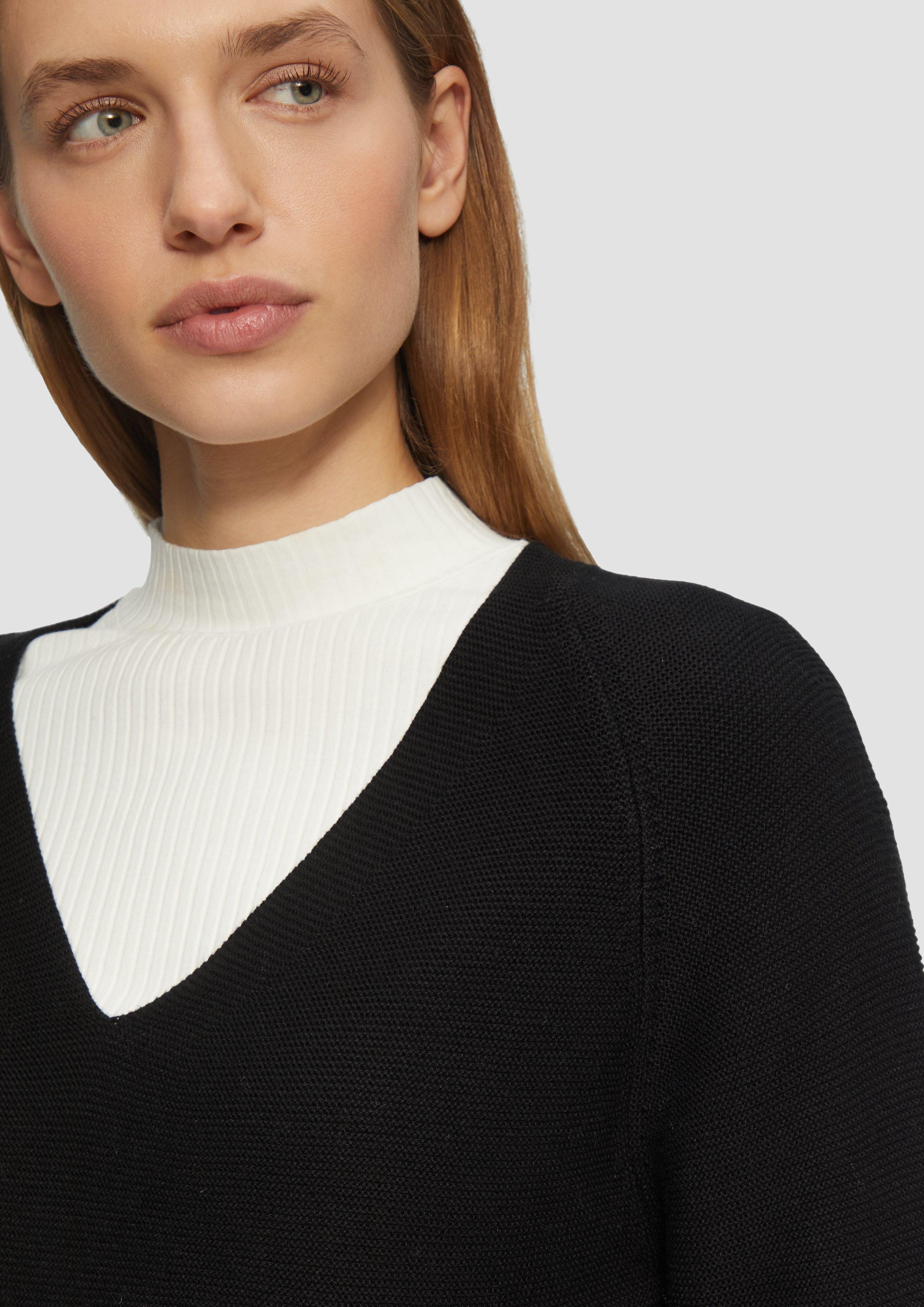 s.Oliver Strickpullover Gerippter Strickpullover aus Baumwollmix günstig online kaufen