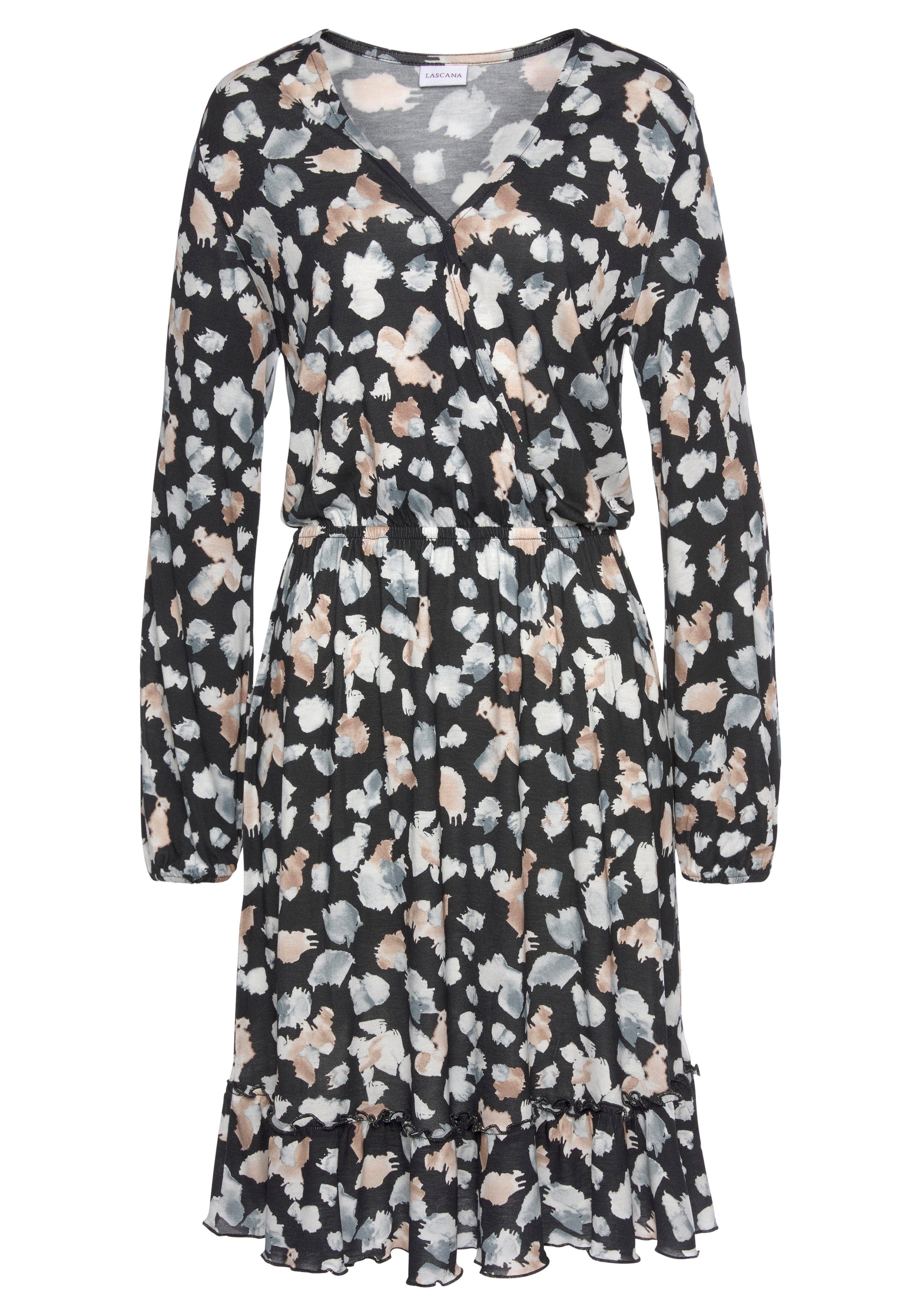 LASCANA Jerseykleid mit Alloverdruck, elegantes Blusenkleid, günstig online kaufen