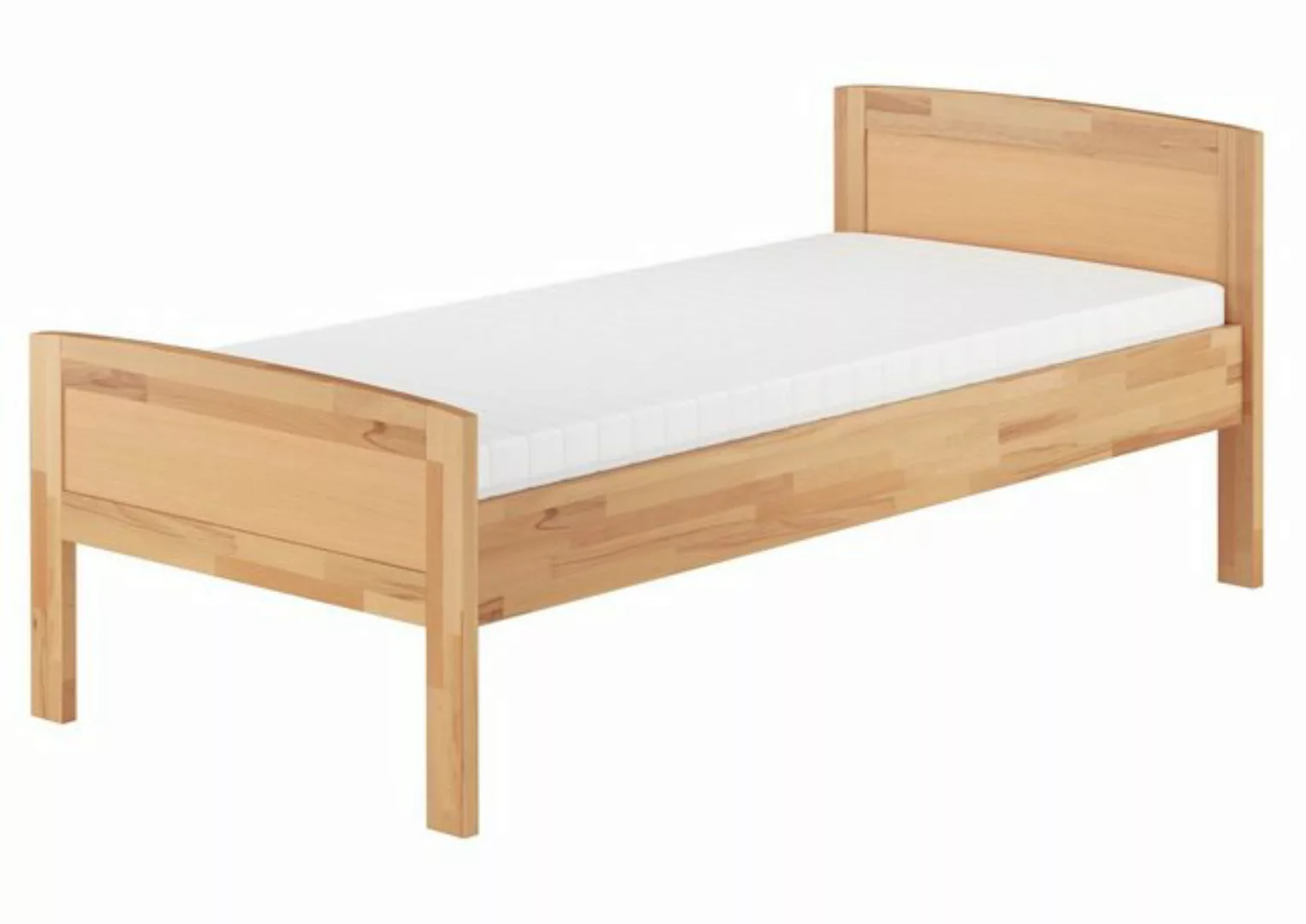 Erst-Holz® Hohes Buche-Bett 90x200 mit Rost und Matratze natur Gr. 90 x 200 günstig online kaufen