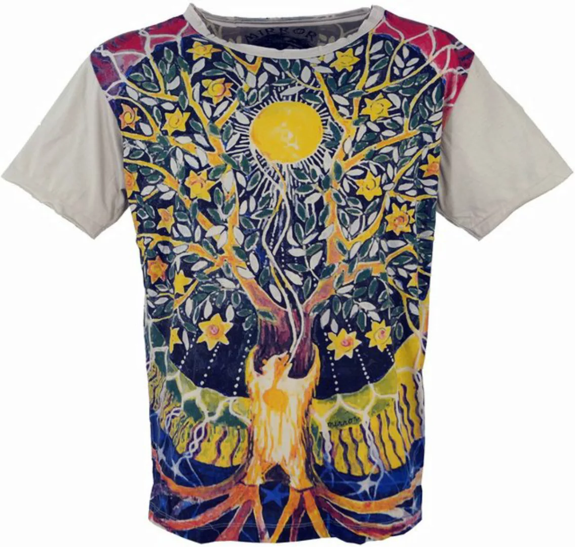 Guru-Shop T-Shirt Mirror T-Shirt - Tree of life/hellgrau Goa Style, Festiva günstig online kaufen