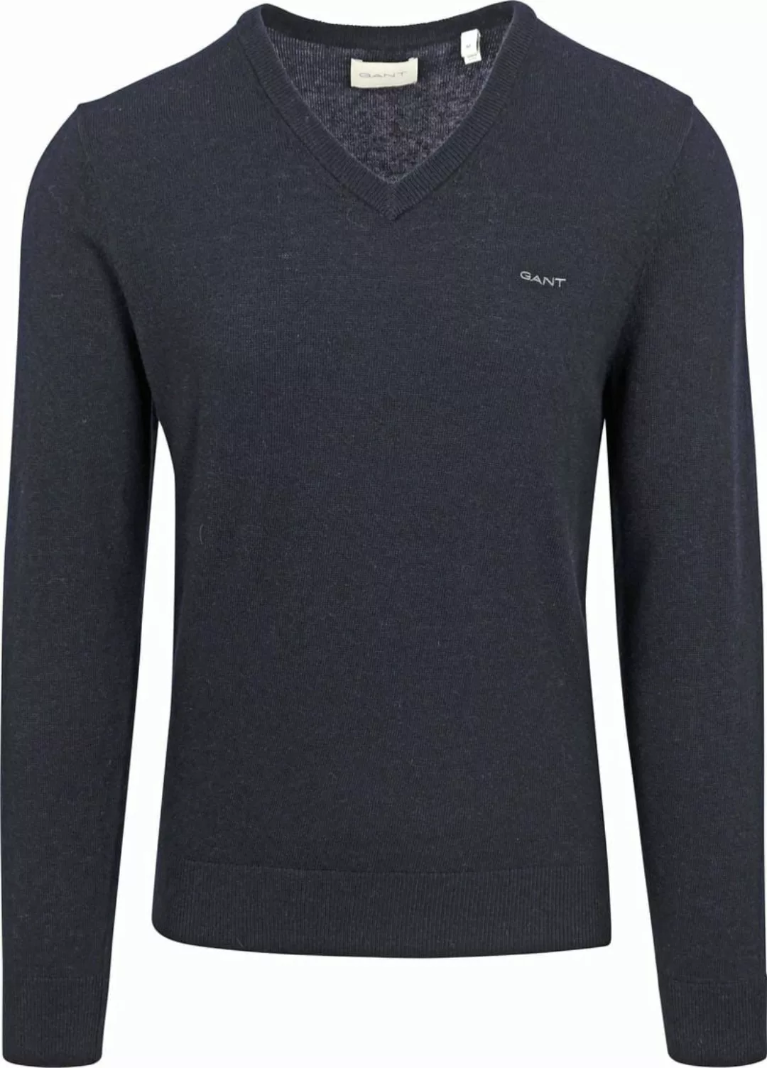Gant Lammwolle Pullover Blau-Melange - Größe L günstig online kaufen