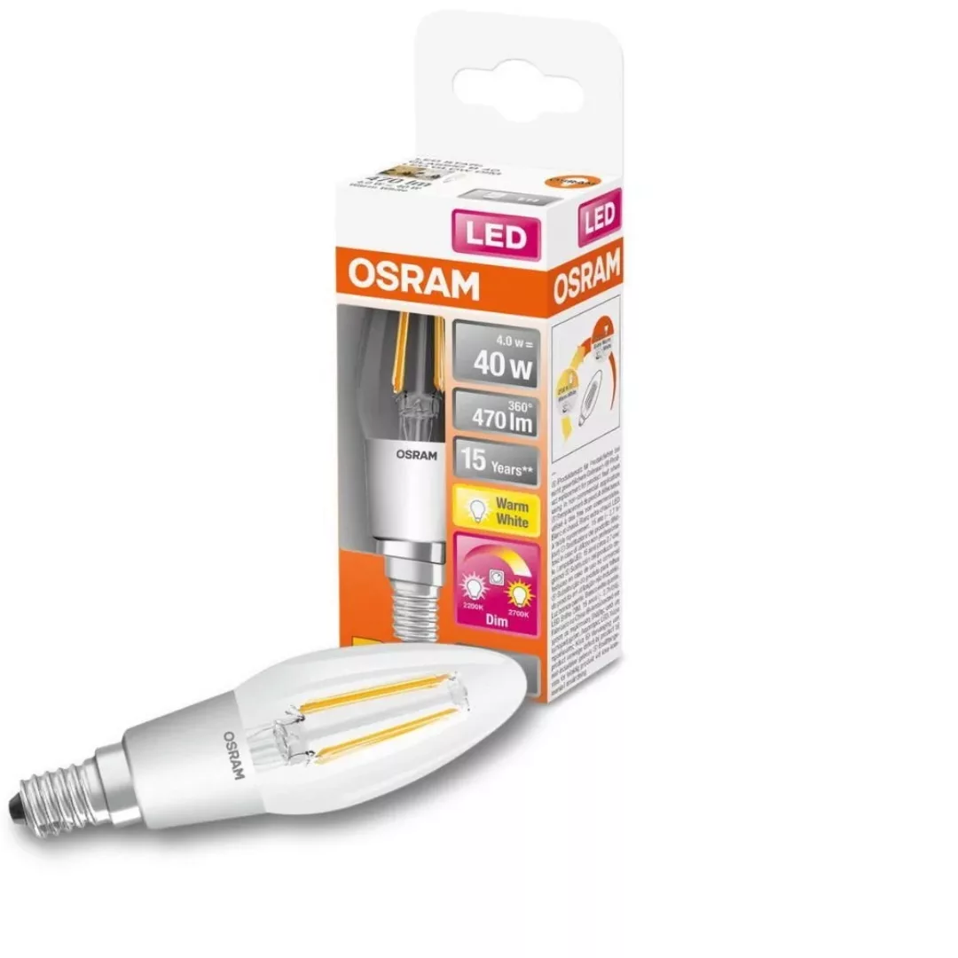 Osram LED Lampe ersetzt 40W E14 Kerze - B35 in Transparent 4W 470lm 2200 bi günstig online kaufen