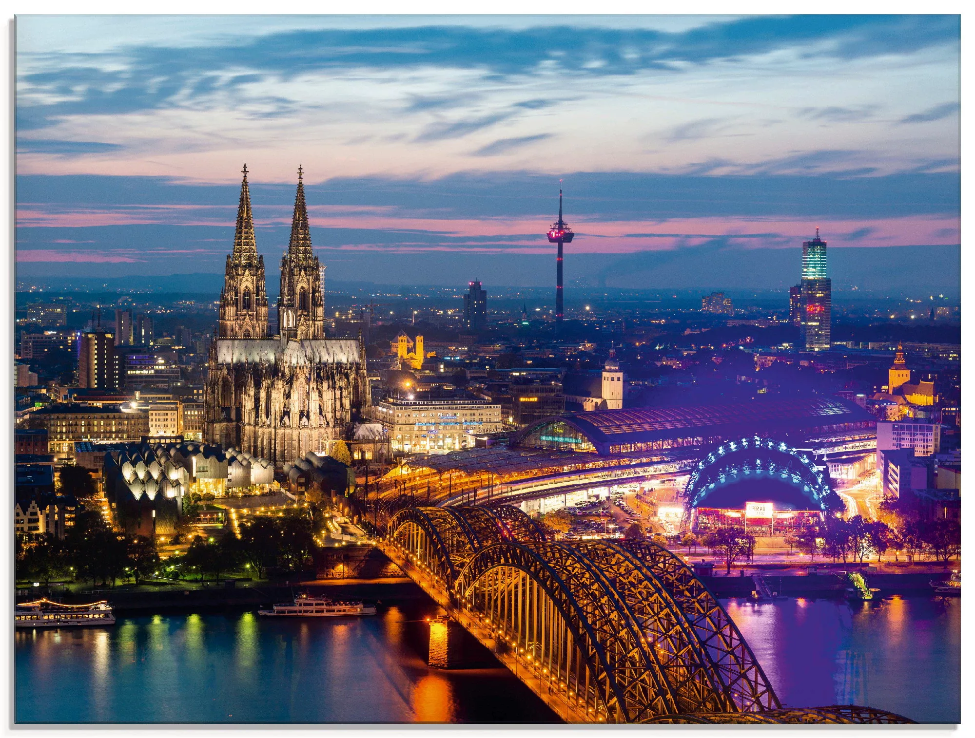 Artland Glasbild "Köln Panorama am Abend", Deutschland, (1 St.) günstig online kaufen