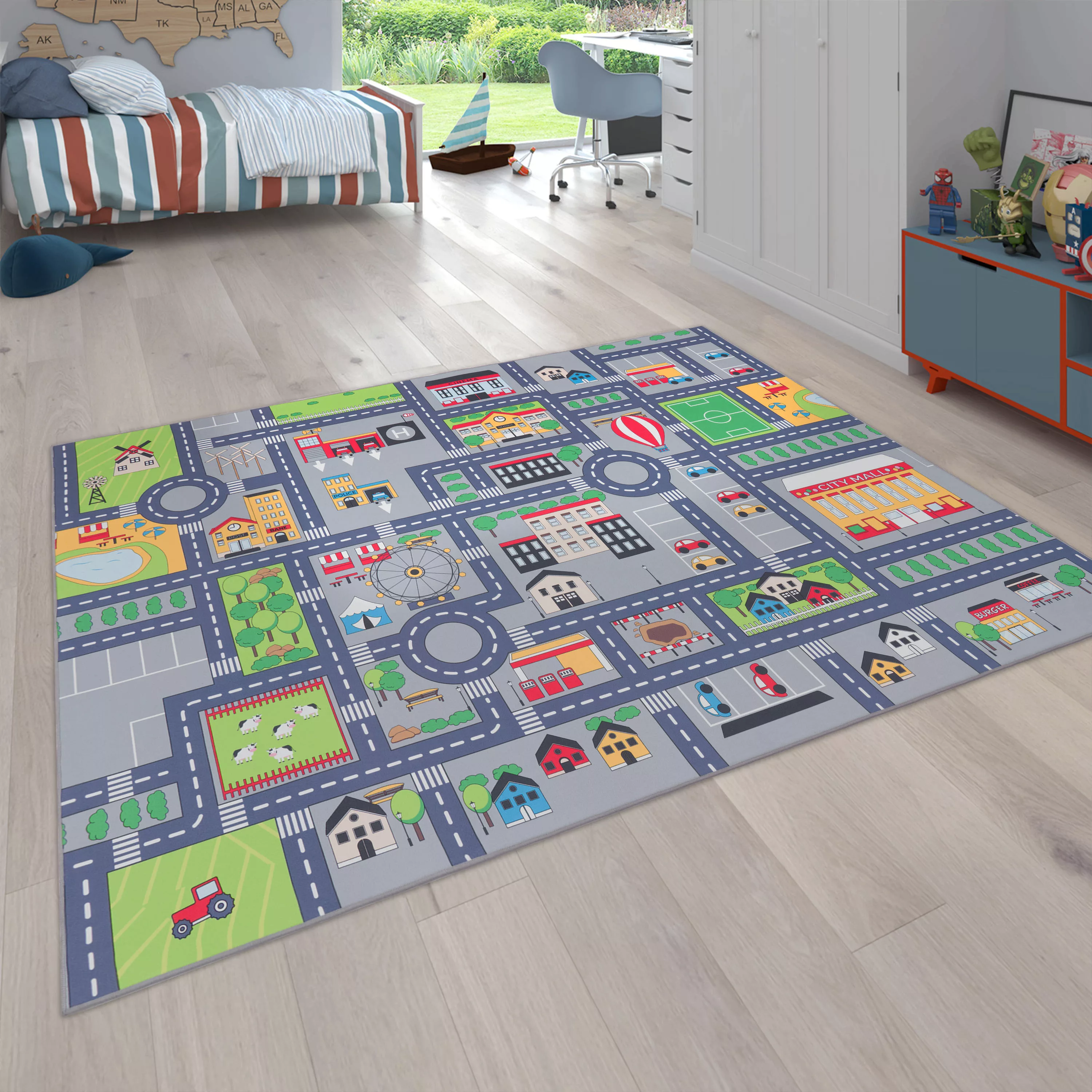 Paco Home Kinderteppich »Bino 576«, rechteckig, 4 mm Höhe, Kurzflor, Straße günstig online kaufen