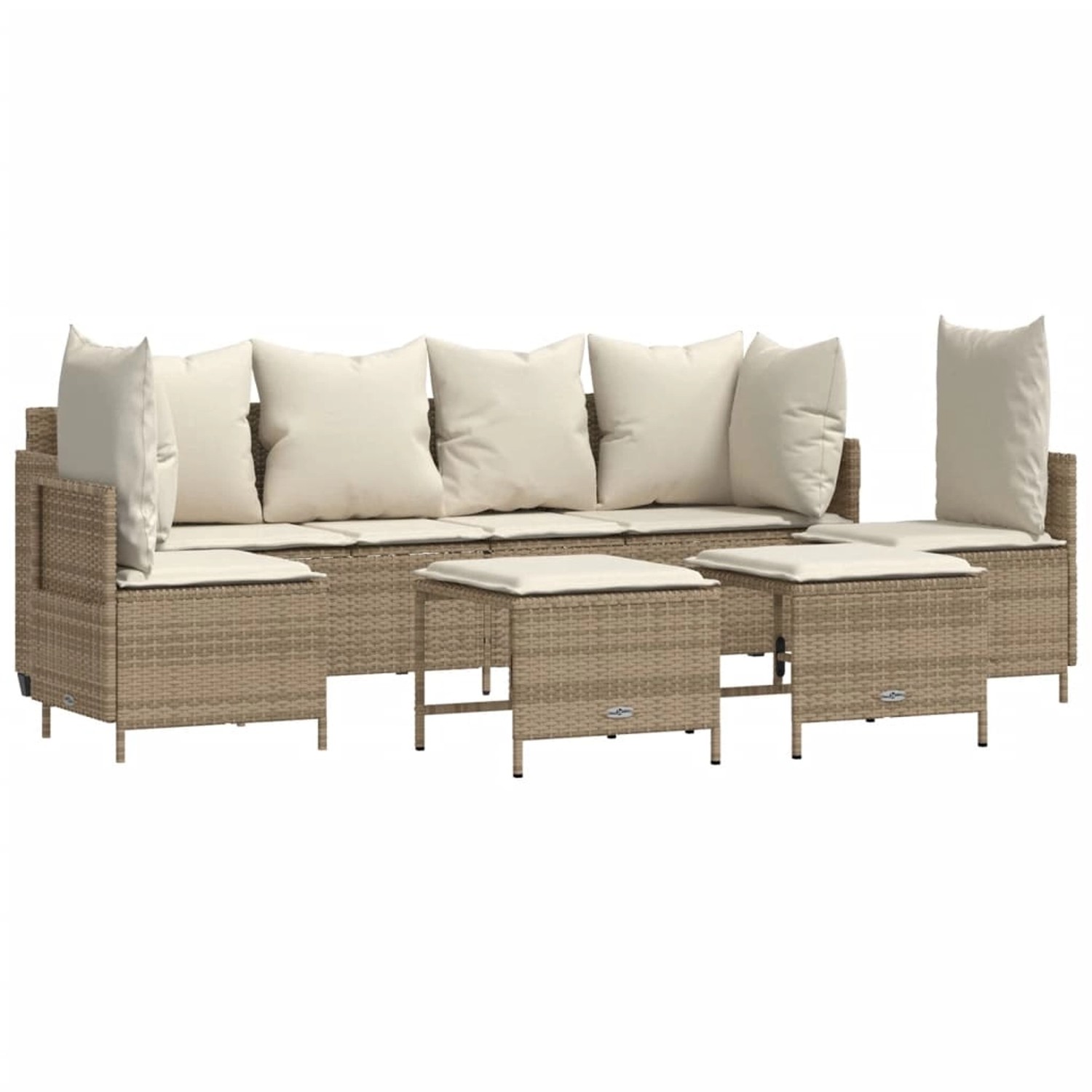 vidaXL 5-tlg Garten-Sofagarnitur mit Kissen Beige Poly Rattan Modell 183 günstig online kaufen