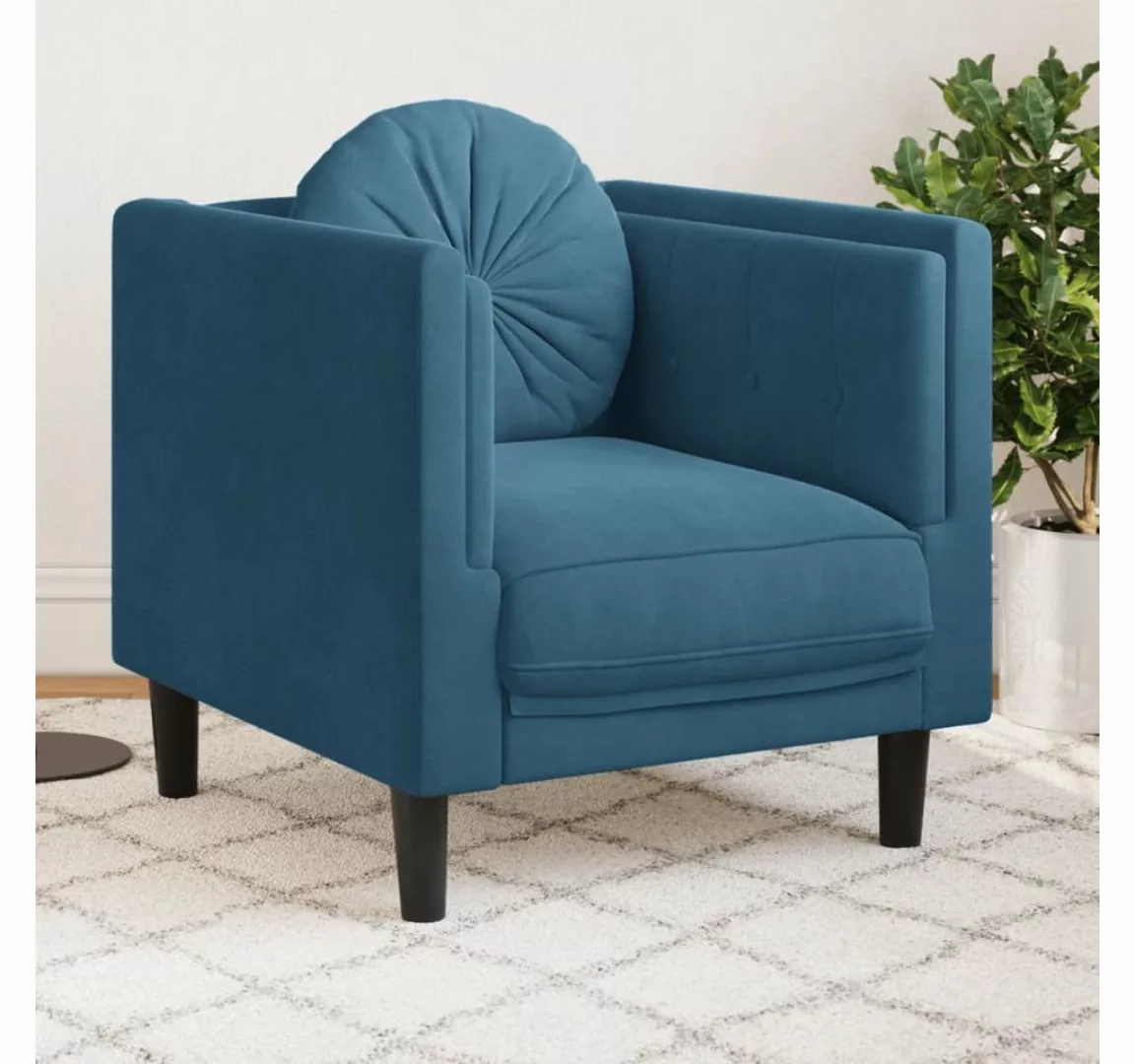 vidaXL Sofa Sessel mit Kissen Blau Samt günstig online kaufen