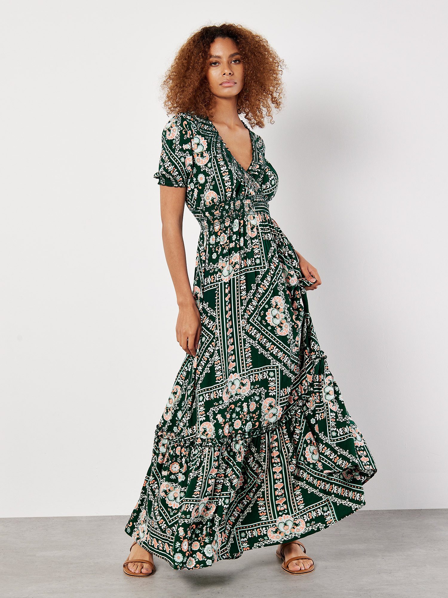 Apricot Maxikleid Maxi-Sommerkleid, mit Smokband und günstig online kaufen