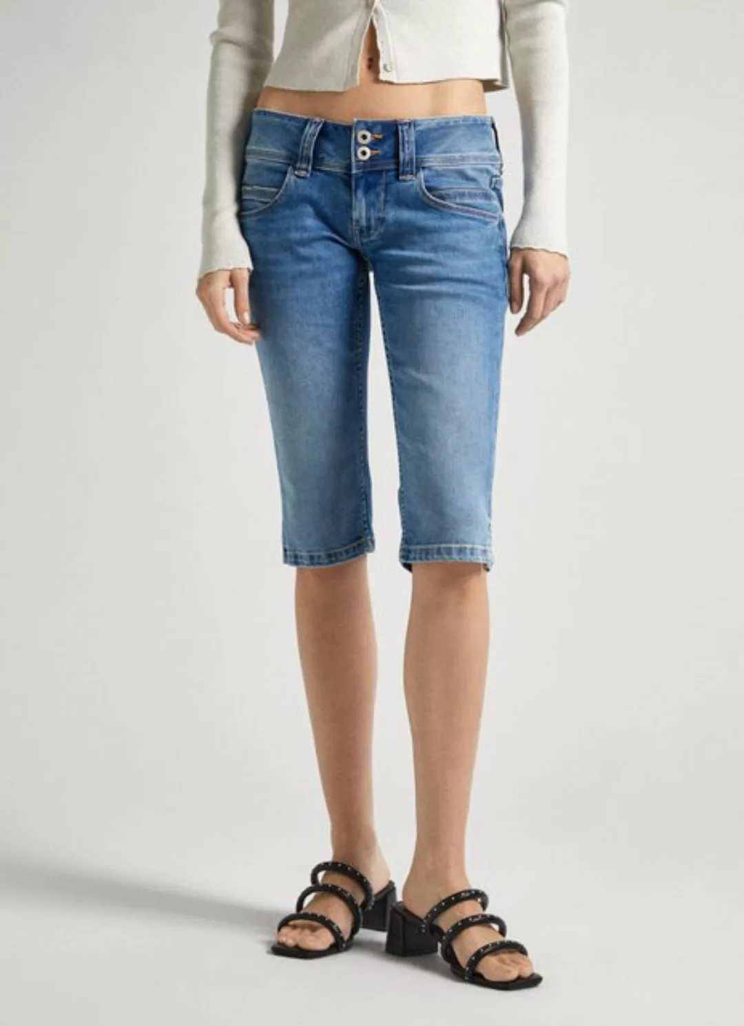 Pepe Jeans Damen Bermuda Short SLIM CROP LW - Slim Fit - Blau - Blue Denim günstig online kaufen