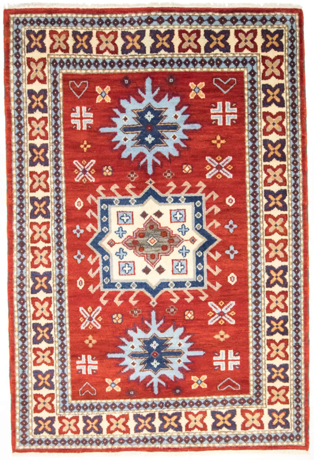 morgenland Wollteppich Kazak Teppich handgeknüpft rot, rechteckig, 18 mm Hö günstig online kaufen