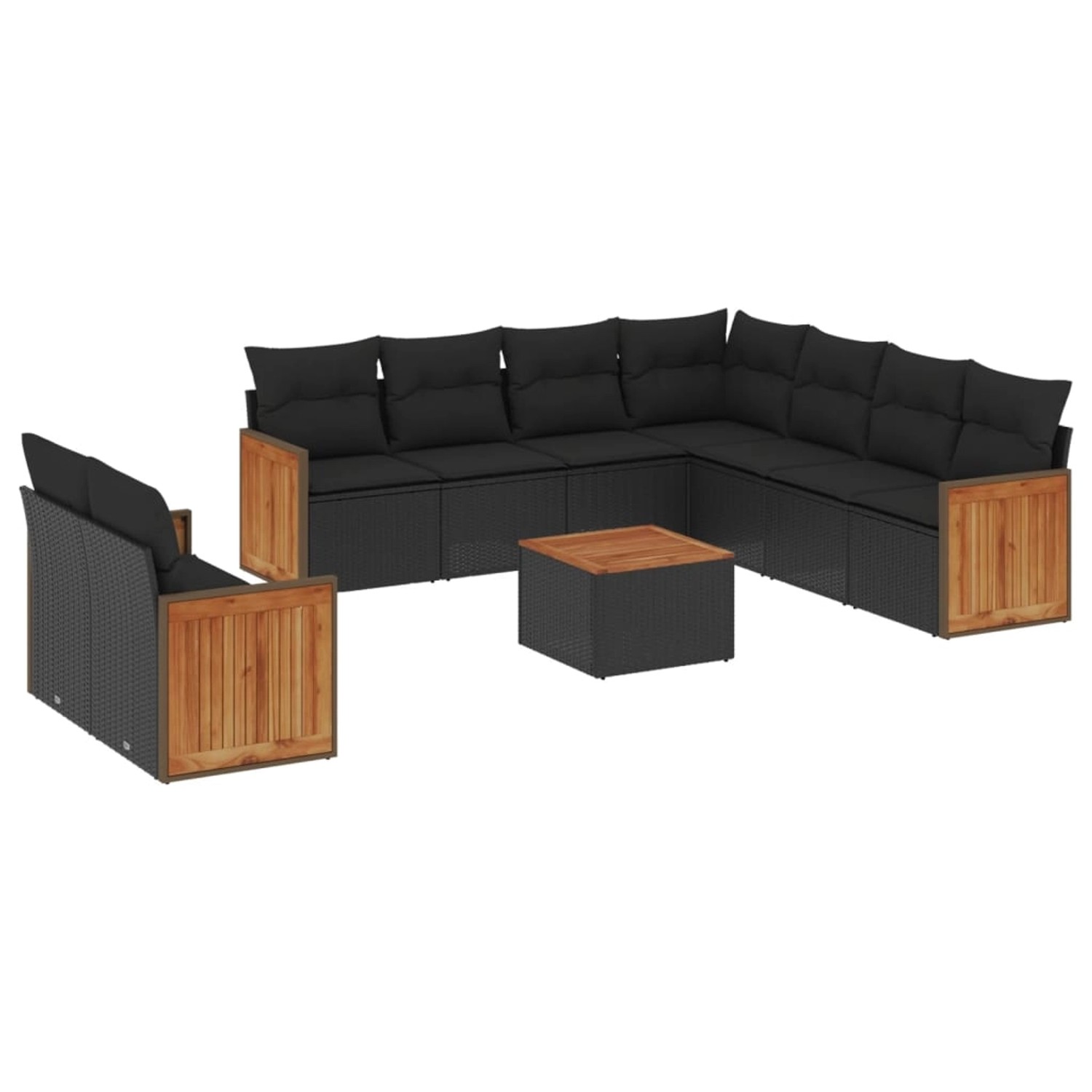 vidaXL 10-tlg Garten-Sofagarnitur mit Kissen Schwarz Poly Rattan Modell 81 günstig online kaufen