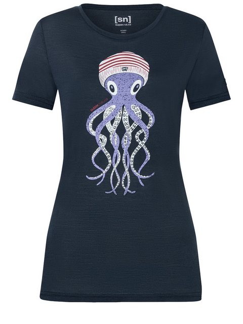 SUPER.NATURAL T-Shirt für Damen, Merino OCTOPUSSY Tier Motiv, Reise, bunt günstig online kaufen