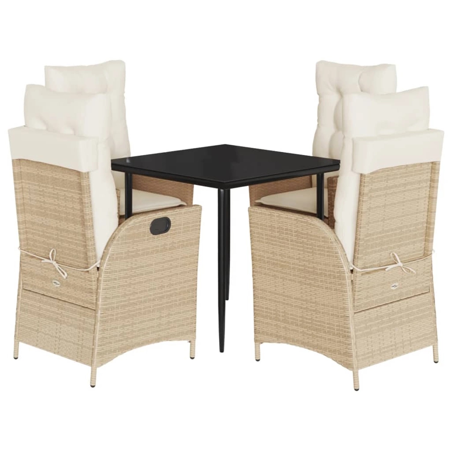 vidaXL 5-Tlg Garten-Essgruppe mit Kissen Beige Poly Rattan 3213235 günstig online kaufen