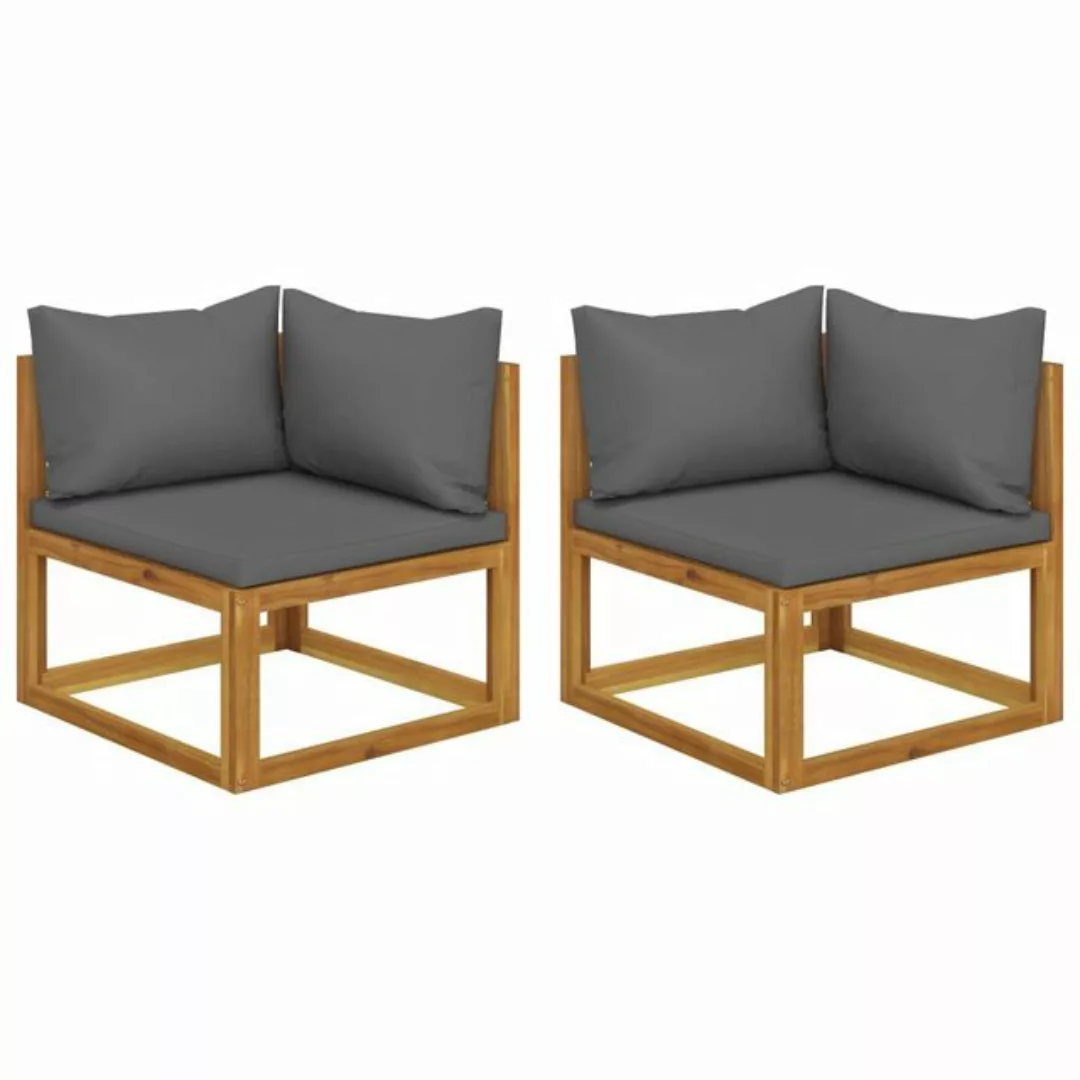 vidaXL Loungesofa Ecksofas 2 Stk. Modular mit Kissen Massivholz Akazie, 2 T günstig online kaufen