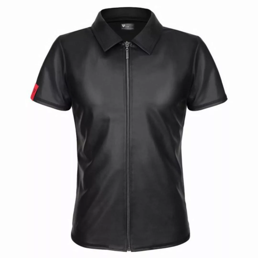 Regnes Fetish Planet Kurzarmhemd Remo Polo Shirt Wetlook mit Reißverschluß günstig online kaufen