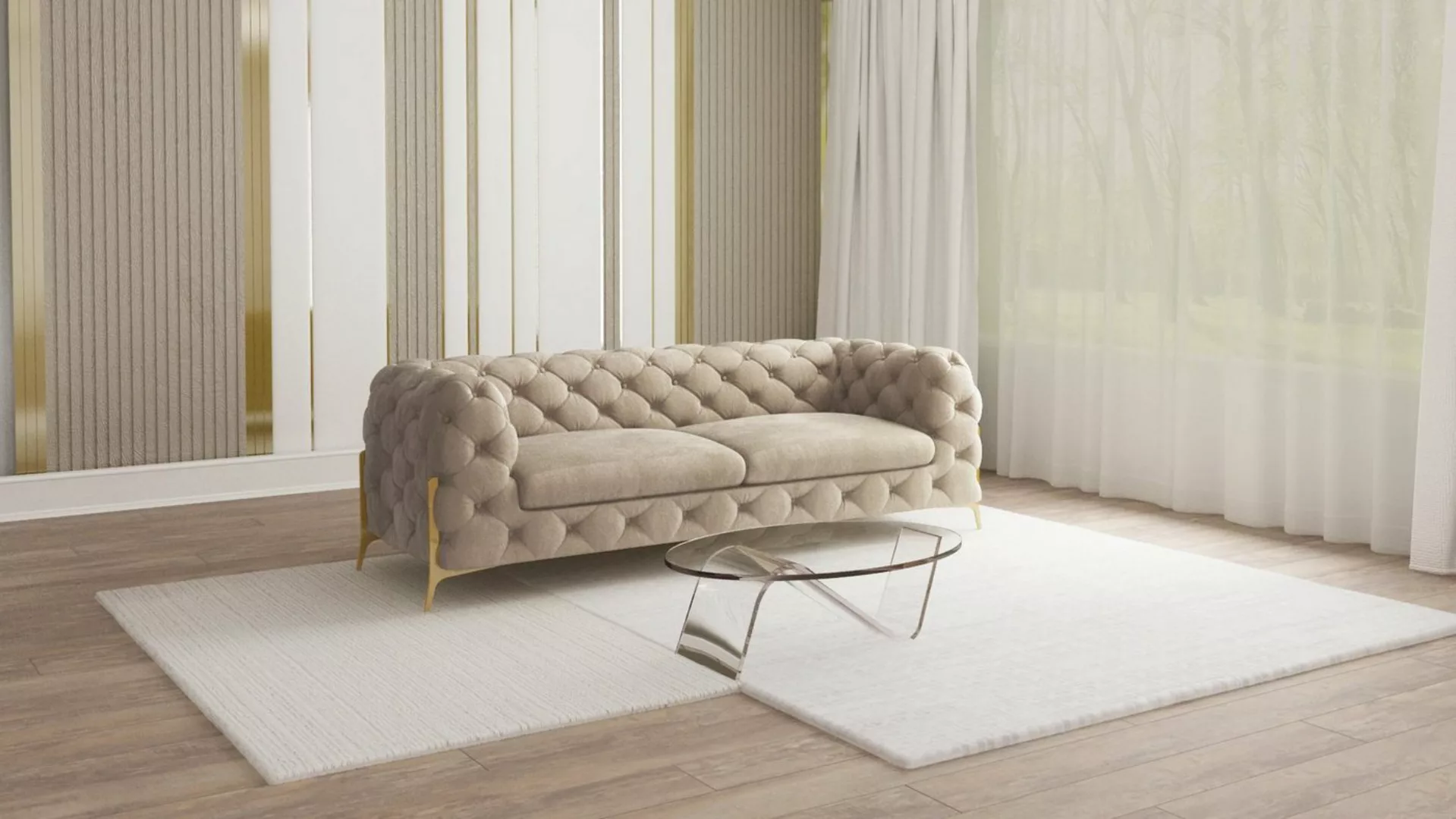 S-Style Möbel Chesterfield-Sofa Ashley Chesterfield Sofa mit Goldene Metall günstig online kaufen