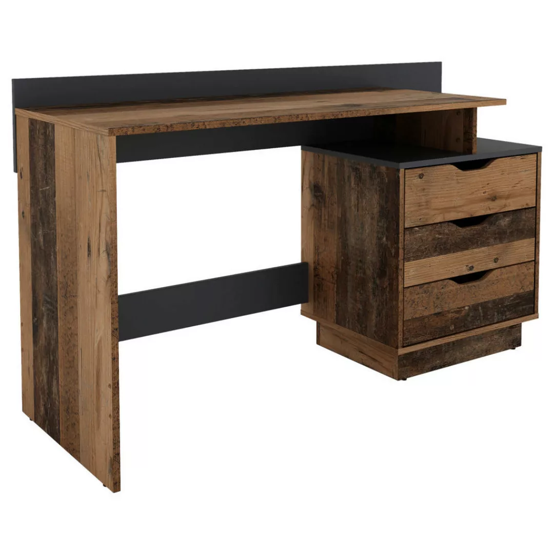 Schreibtisch BELFAST Eiche Old Wood Nachbildung anthrazit B/H/T: ca. 138x83 günstig online kaufen