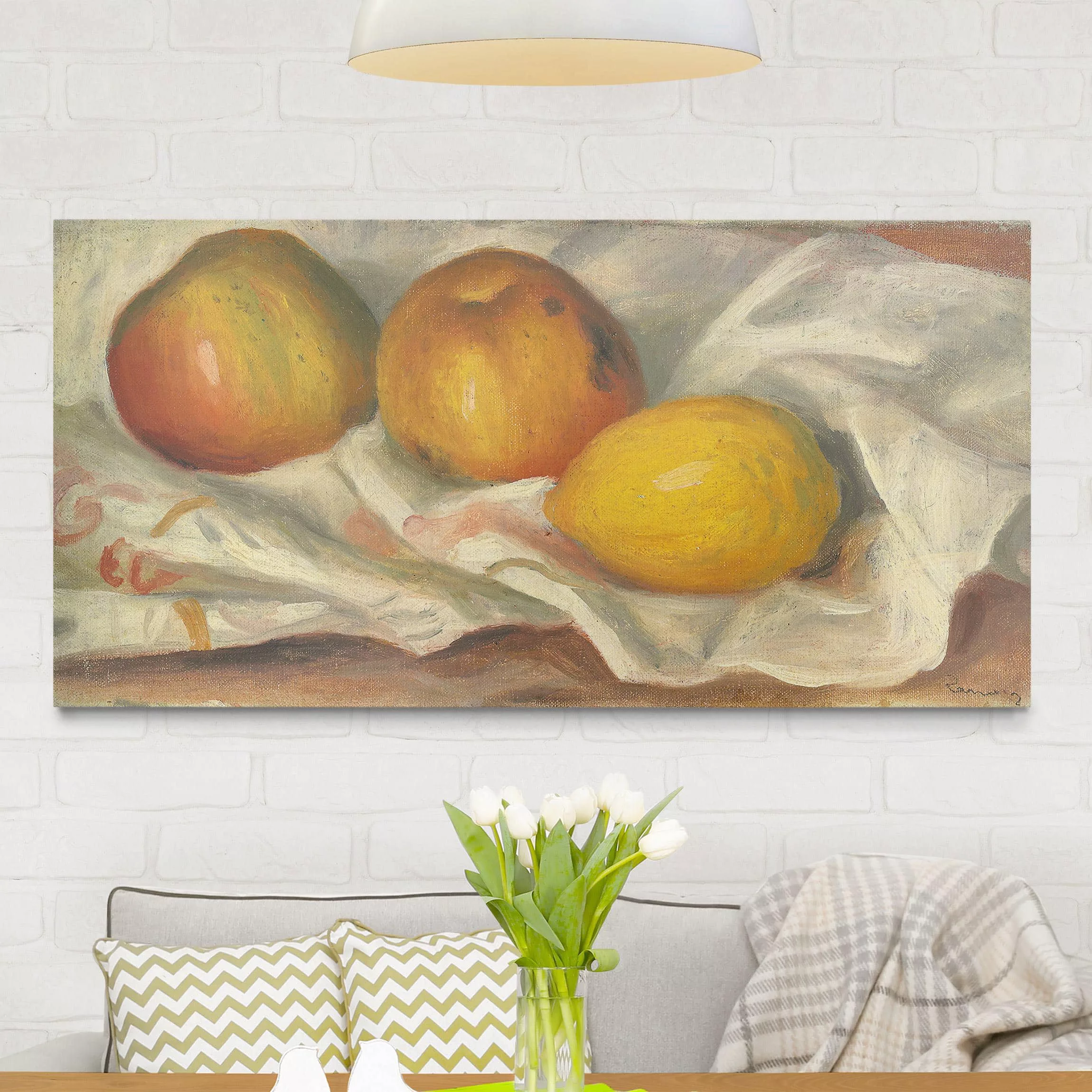 Leinwandbild Kunstdruck - Querformat Auguste Renoir - Äpfel und Zitrone günstig online kaufen