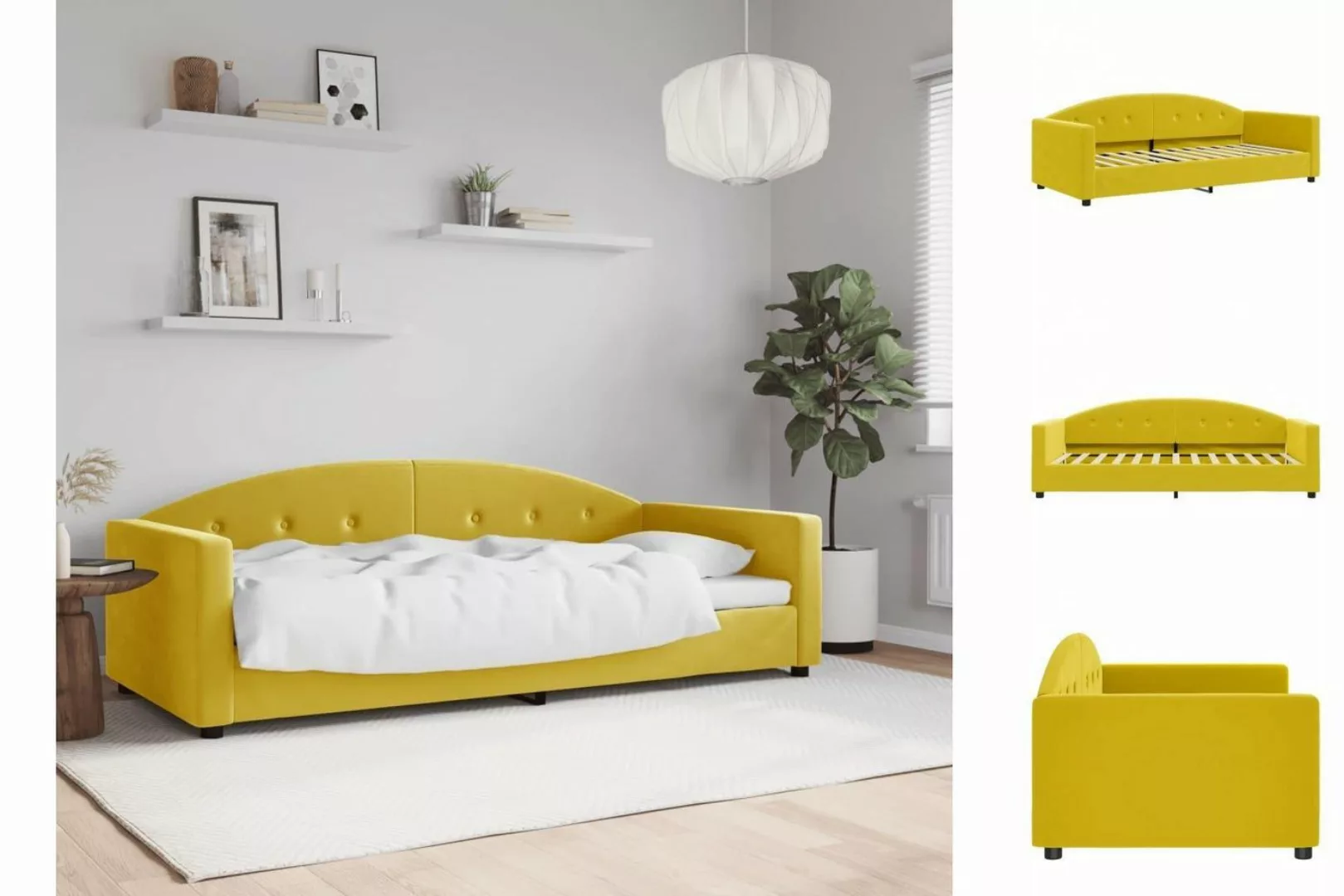 vidaXL Gästebett Tagesbett Gelb 90x200 cm Samt Gästebett Gästecouch Gästeso günstig online kaufen