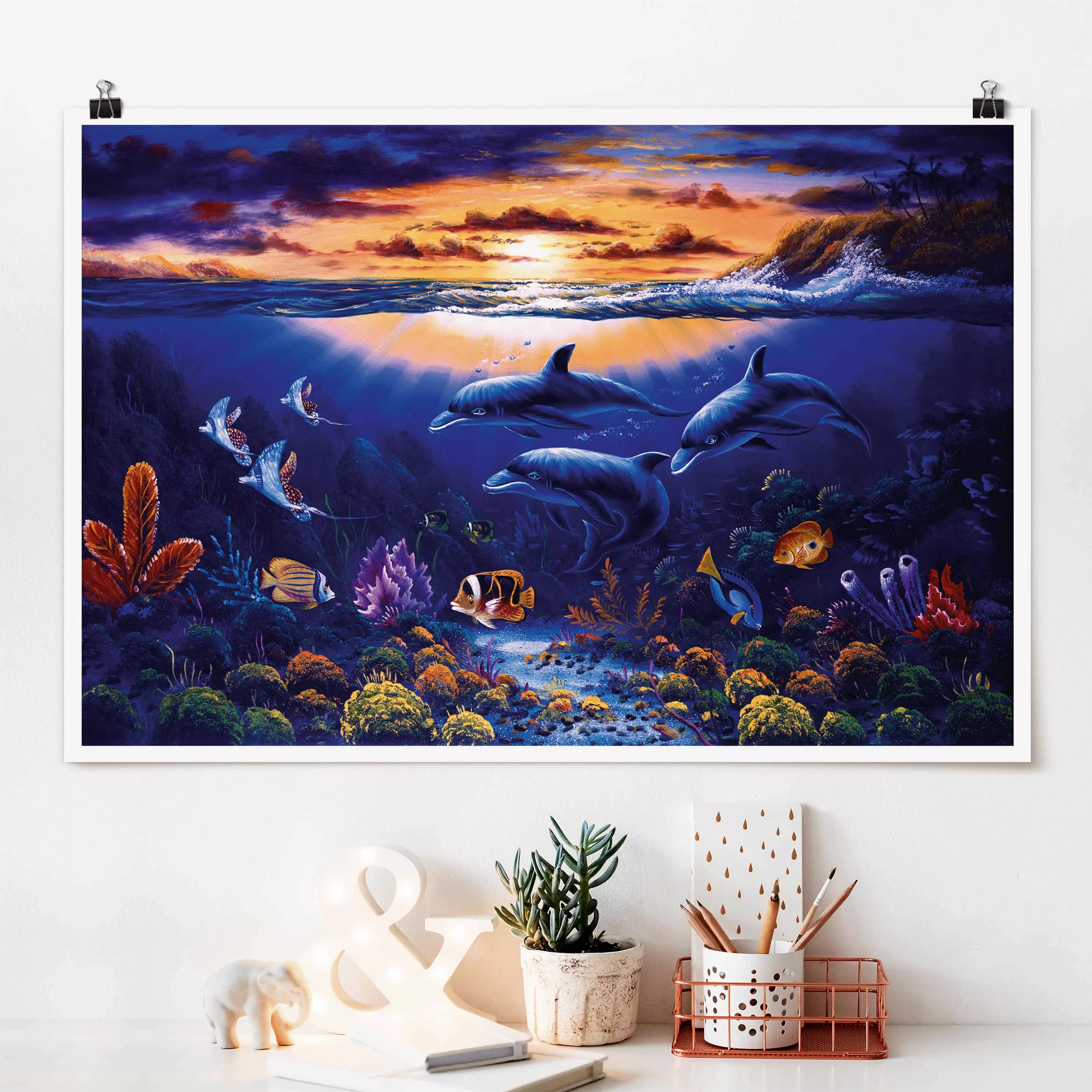 Poster Tiere - Querformat Dolphins World günstig online kaufen