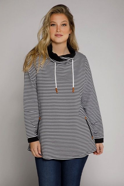 Ulla Popken Sweatshirt Sweatshirt Ringel Classic Stehkragen Langarm günstig online kaufen