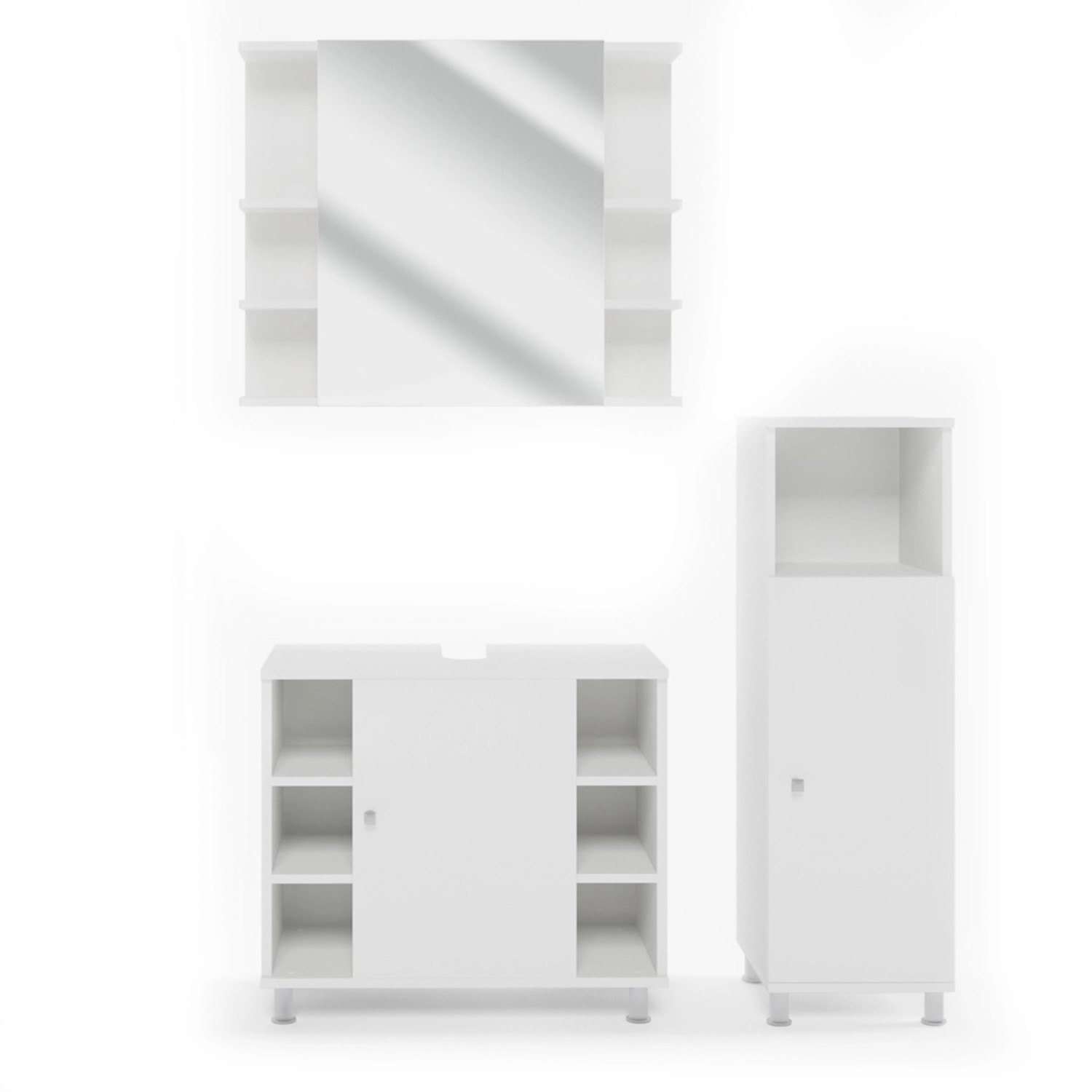 Vicco Badmöbel-Set Fynn, Weiß, 3 Teile, günstig online kaufen