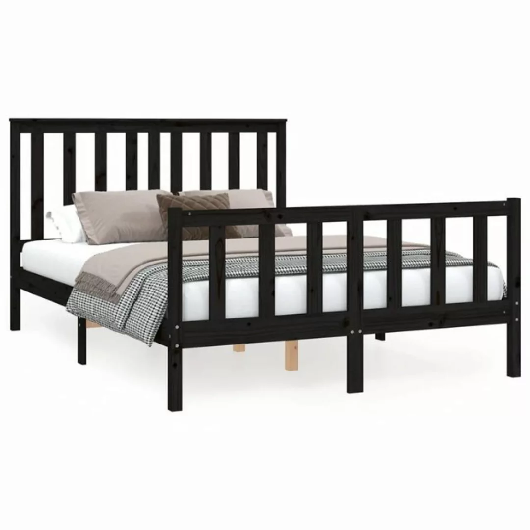 furnicato Bett Massivholzbett mit Kopfteil Schwarz 120x200 cm Kiefer günstig online kaufen