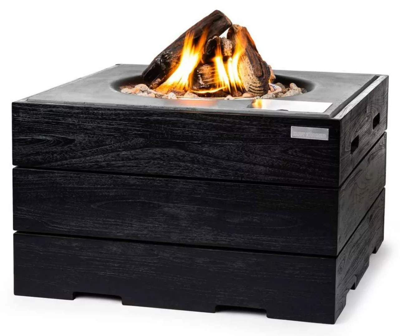 Happy Cocooning Feuertisch TEAK-Holz Black Grau quadratisch schwarz 760 x 7 günstig online kaufen