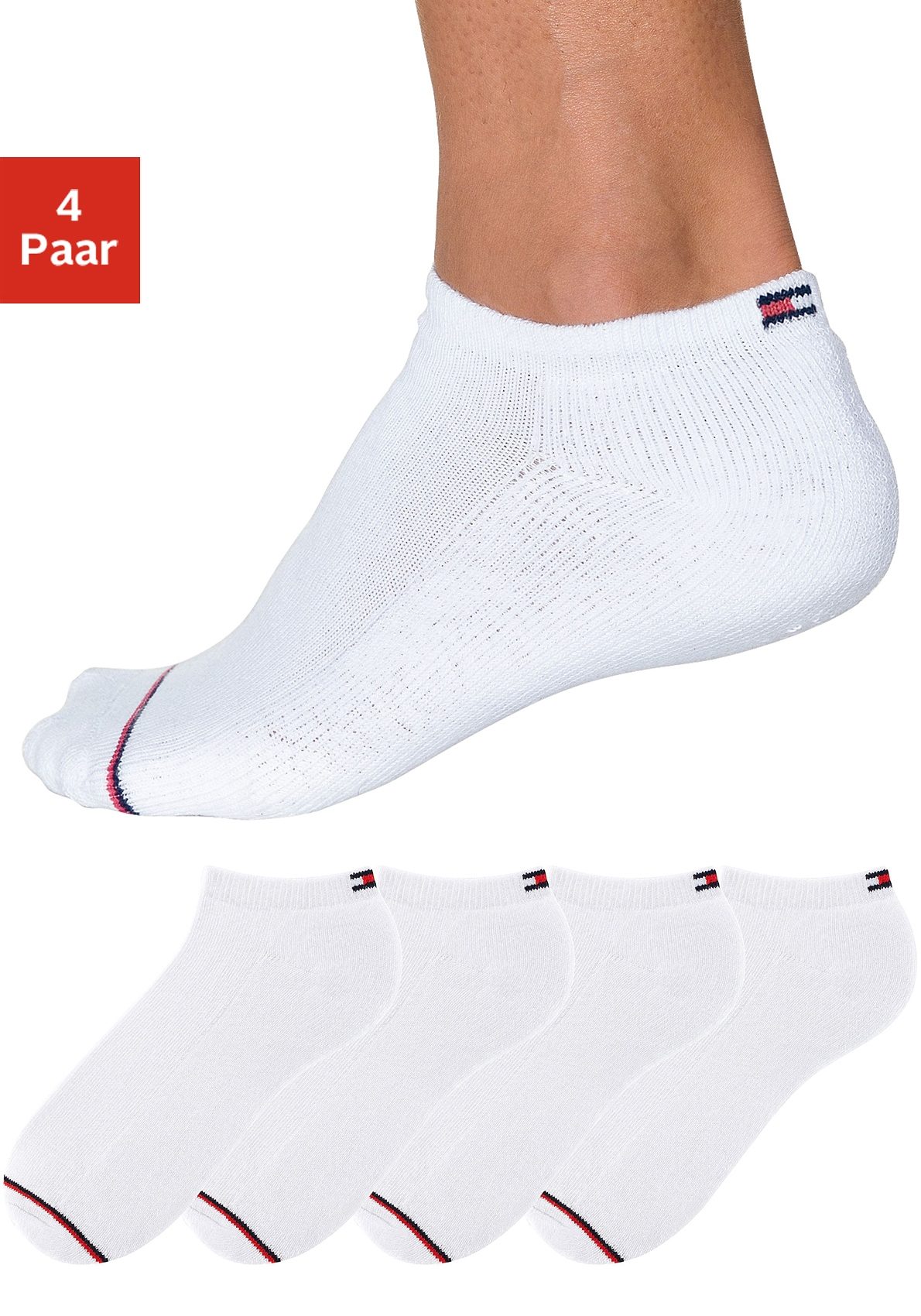 Tommy Hilfiger Sneakersocken, (4 Paar), mit Fußfrotteé günstig online kaufen