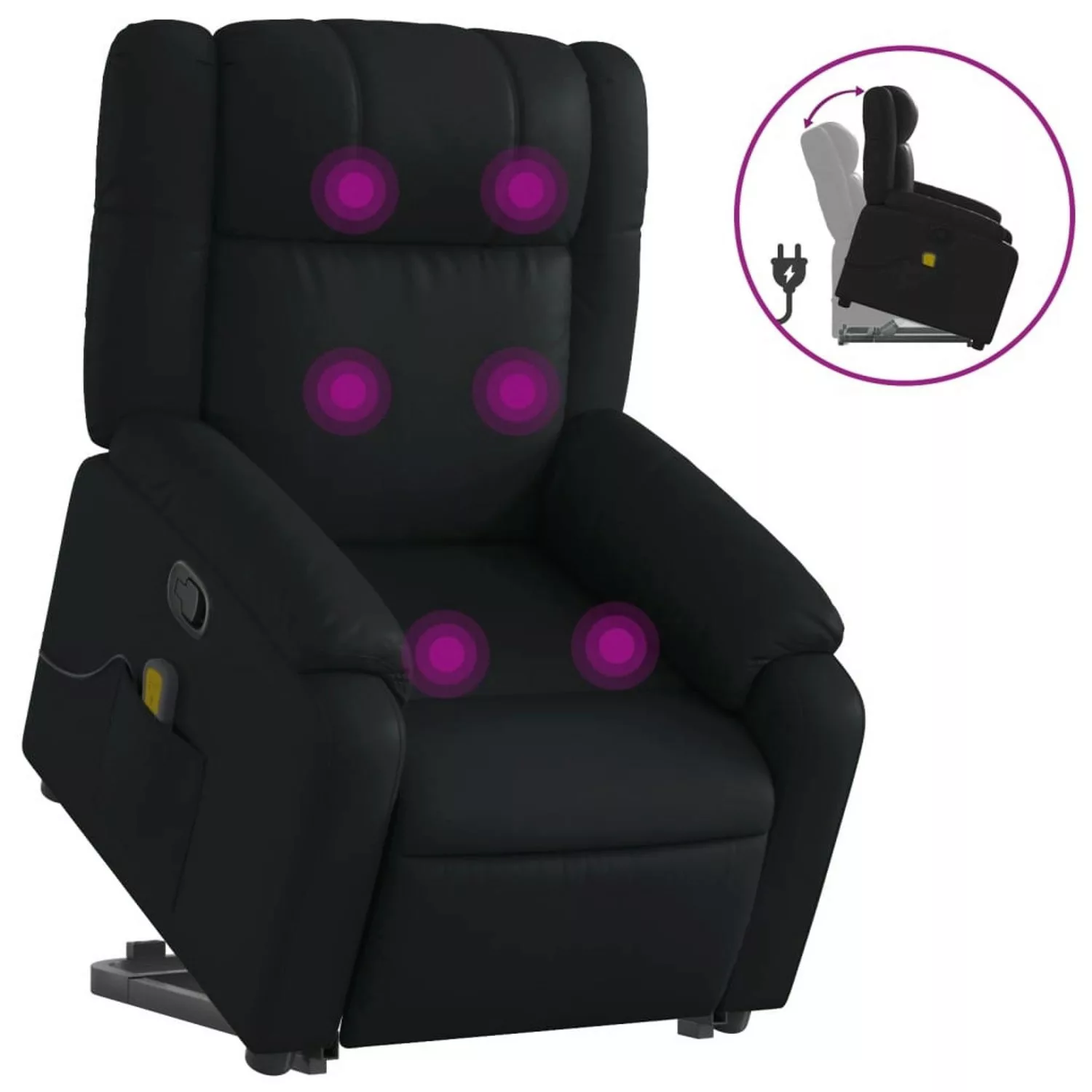 vidaXL Massagesessel mit Aufstehhilfe Schwarz Kunstleder Modell 8 günstig online kaufen