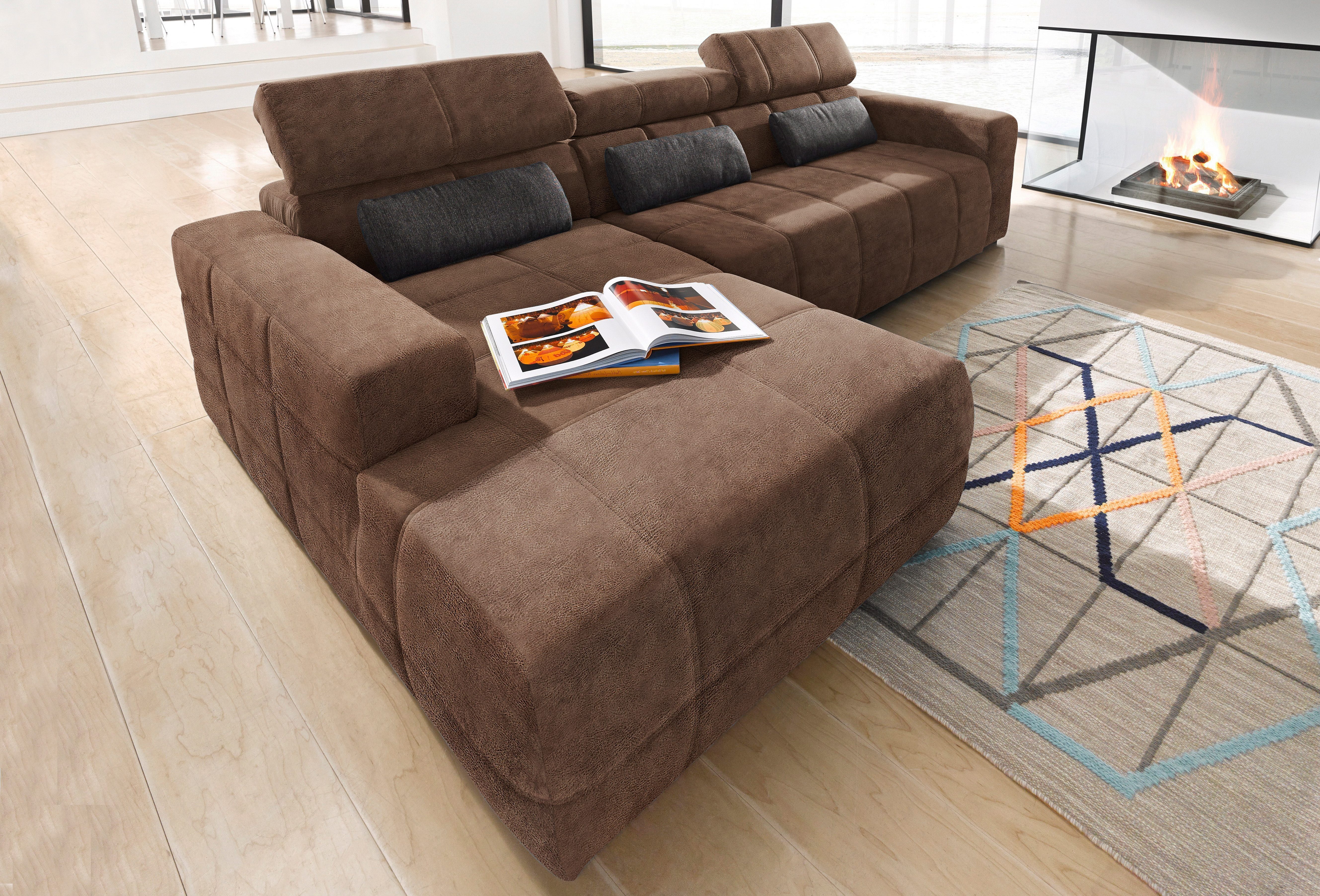 DOMO collection Ecksofa "Brandon B/T/H: 289/177/80 cm, whlw. mit Sitztiefen günstig online kaufen