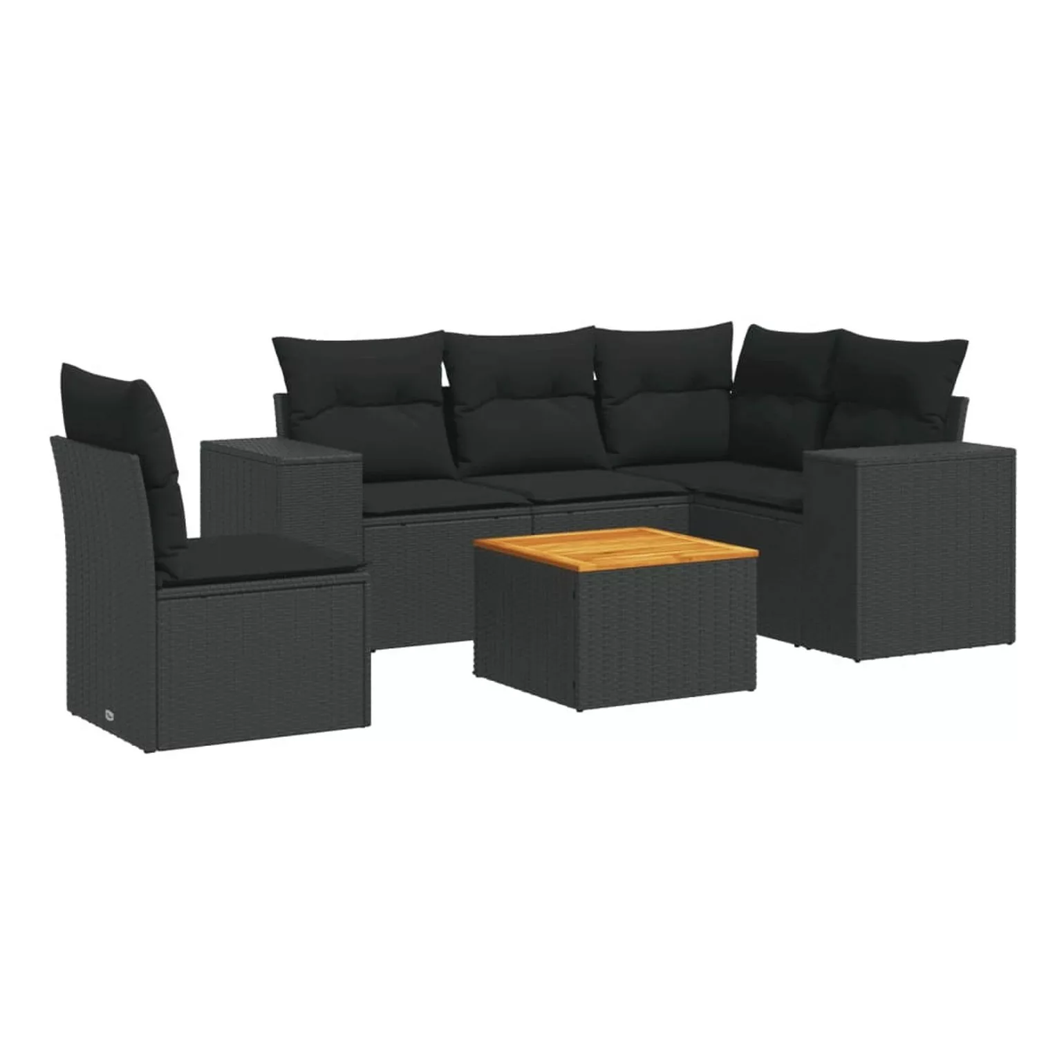 vidaXL 6-tlg Garten-Sofagarnitur mit Kissen Schwarz Poly Rattan Modell 236 günstig online kaufen