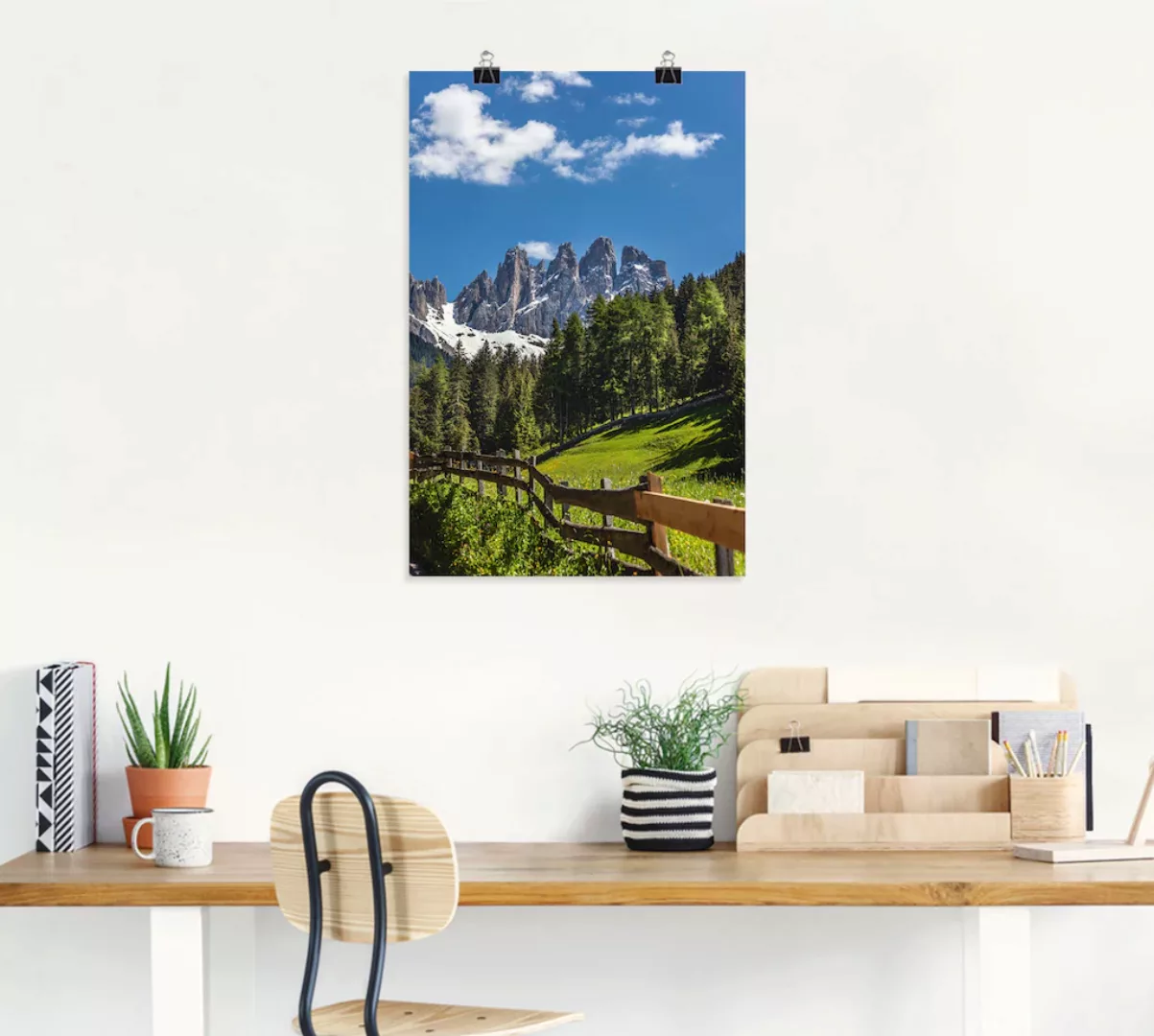 Artland Wandbild "Villnösstal mit Dolomiten, Südtirol", Berge & Alpenbilder günstig online kaufen