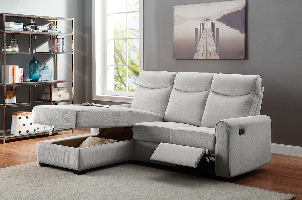 ATLANTIC home collection Ecksofa Gero L-Form, mit Relaxfunktion und Staurau günstig online kaufen