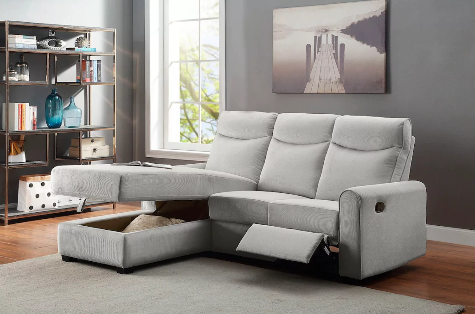 ATLANTIC home collection Ecksofa "Gero L-Form", mit Relaxfunktion und Staur günstig online kaufen